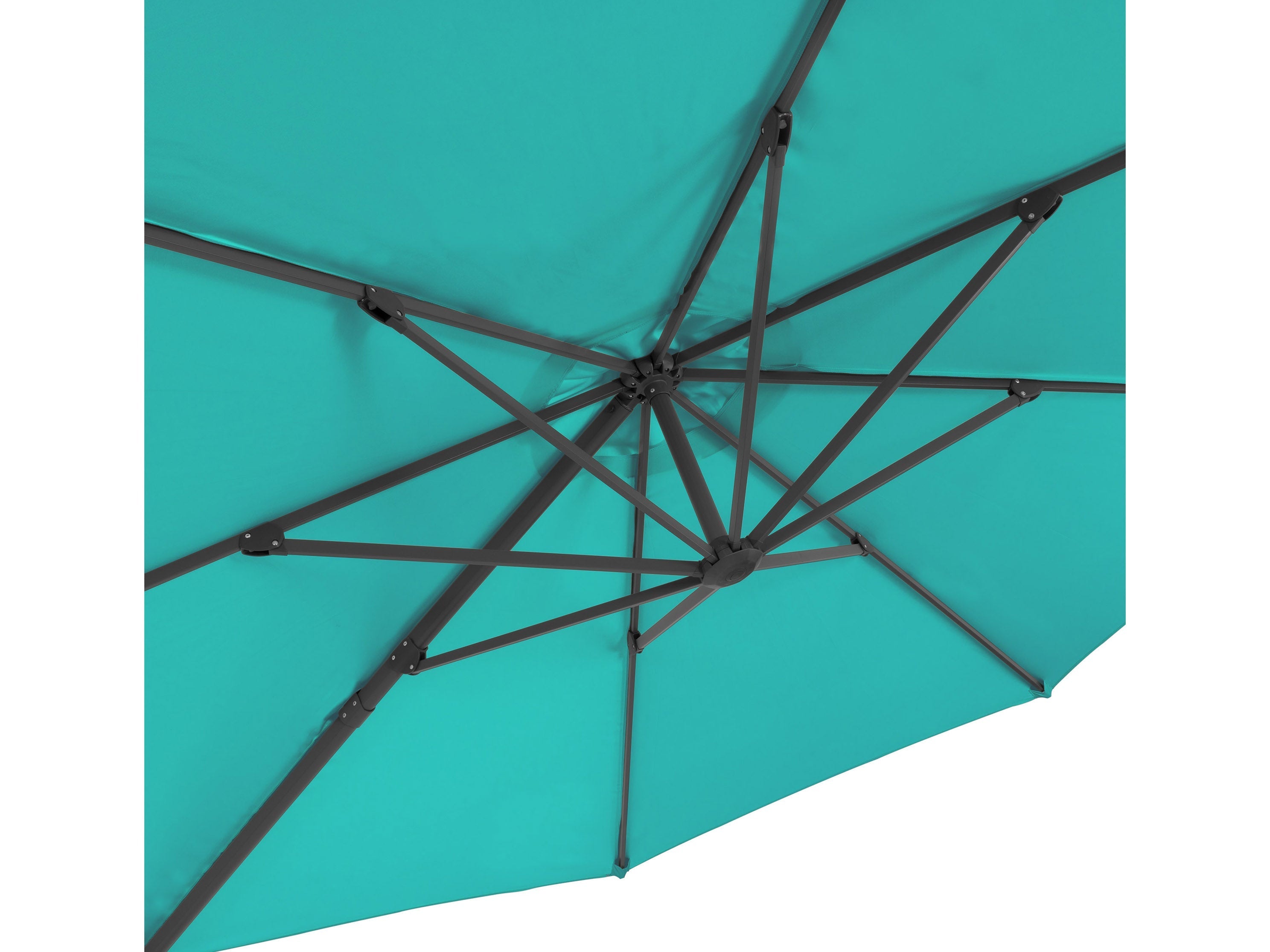11.5ft Deluxe Offset Patio Umbrella in Turquoise - Outdoor Cantilever Sun Shade for Poolside, Garden, and Backyard Relaxation