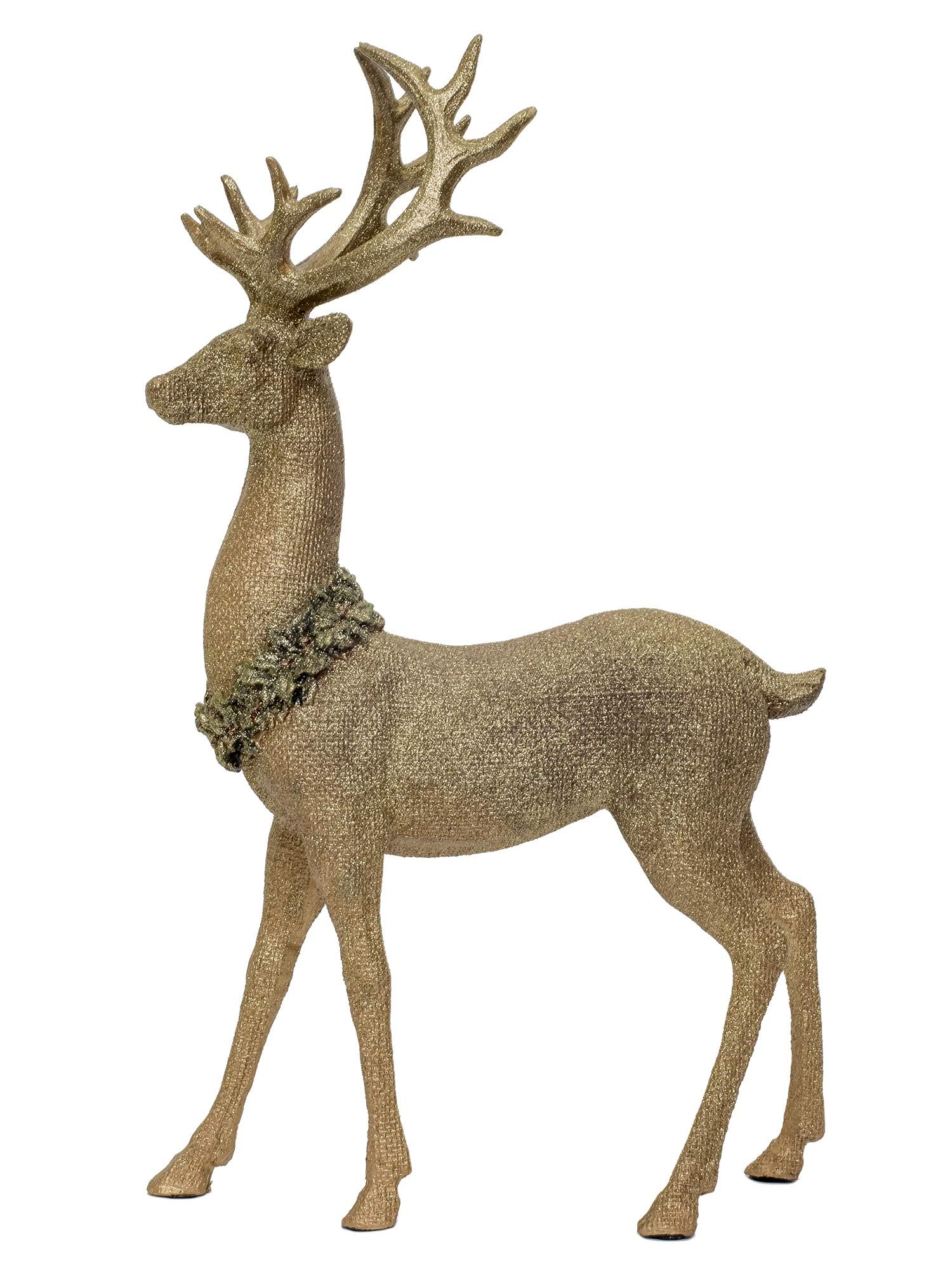 Gold Reindeer Christmas Decorations - Elegant Deer Figurines for Holiday Home Decor, Indoor Xmas Tree Ornaments & Festive Table Centerpieces | Perfect for Mantel Displays, Gift Exchanges & Winter Wonderland Themes