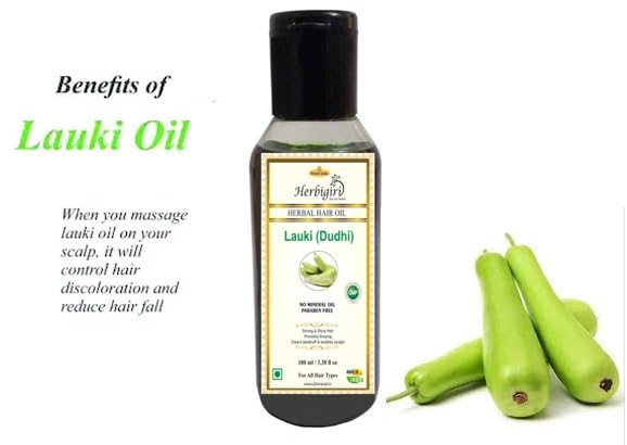 Herbigiri Herbal Lauki Oil for Hair Growth & Scalp Care - 100ml Bottle | Natural Hair Treatment for Thicker, Longer Hair | Perfect for Daily Hair Care & Massage