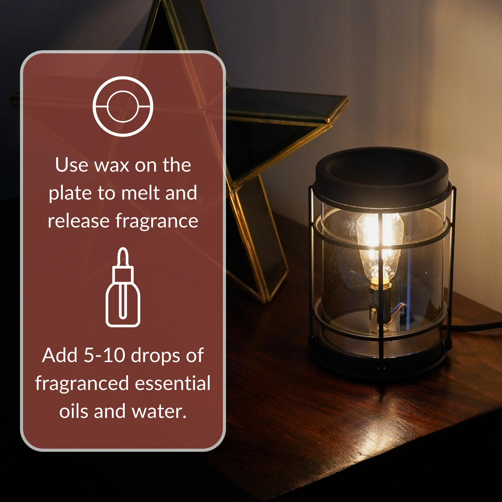 Premium Cello Black Smoke Edison-Style Electric Wax Warmer - Aromatherapy for Home, Office & Spa Relaxation