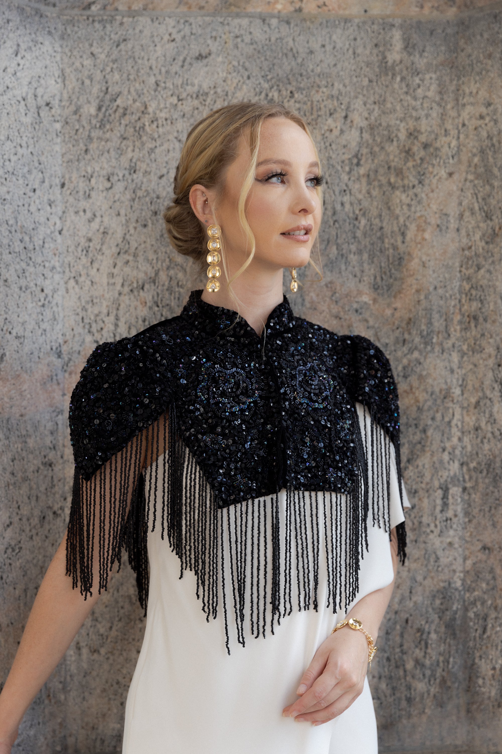 Elegant Velvet Floral Fringe Capelet Shawl - Women's Vintage Boho Shoulder Wrap for Weddings, Parties & Evening Events