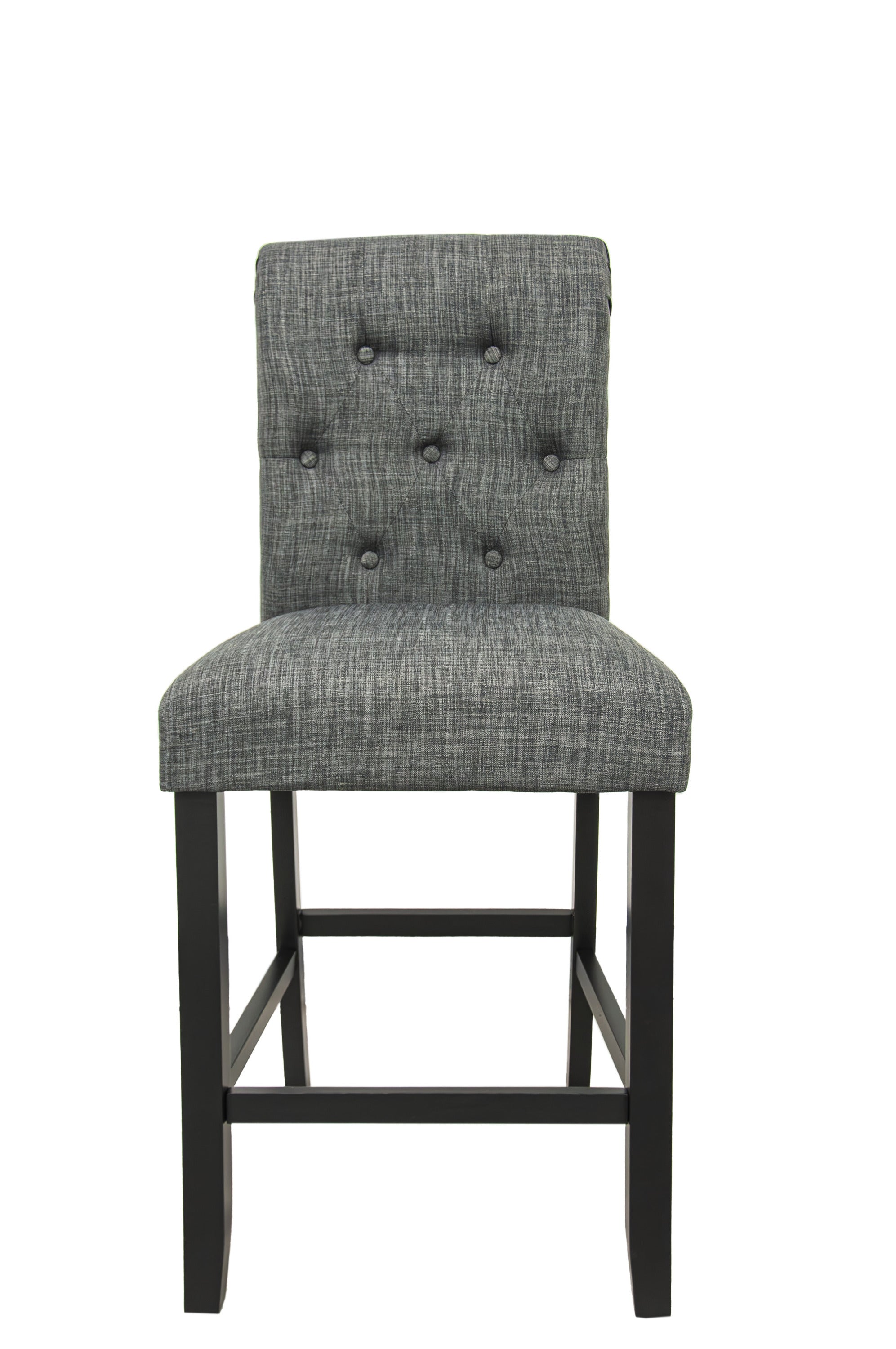 Set of 2 Charcoal Fabric Counter Height Dining Chairs with Plush Cushion & Tufted Back - Modern Kitchen Bar Stools for Breakfast Nook, Dining Room, and Small Space