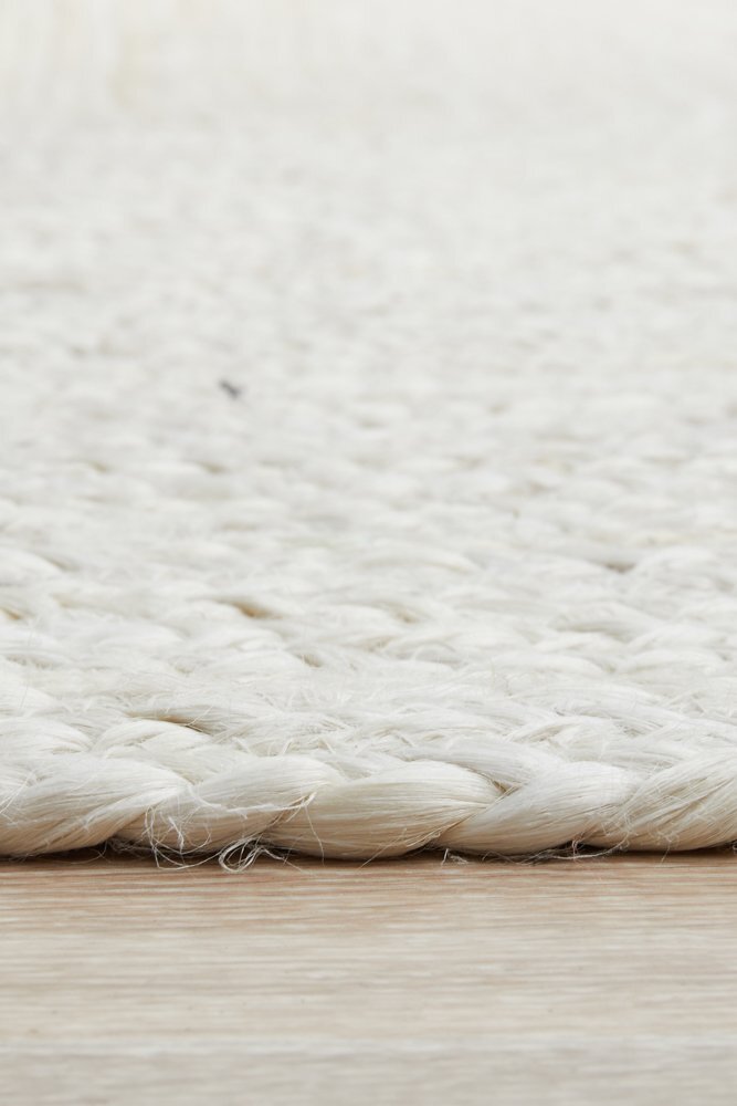 Hand Braided Jute Oval Rug - Natural Bondi White Boho Chic Area Rug for Living Room, Bedroom, or Nursery - Eco-Friendly & Stylish Home Decor