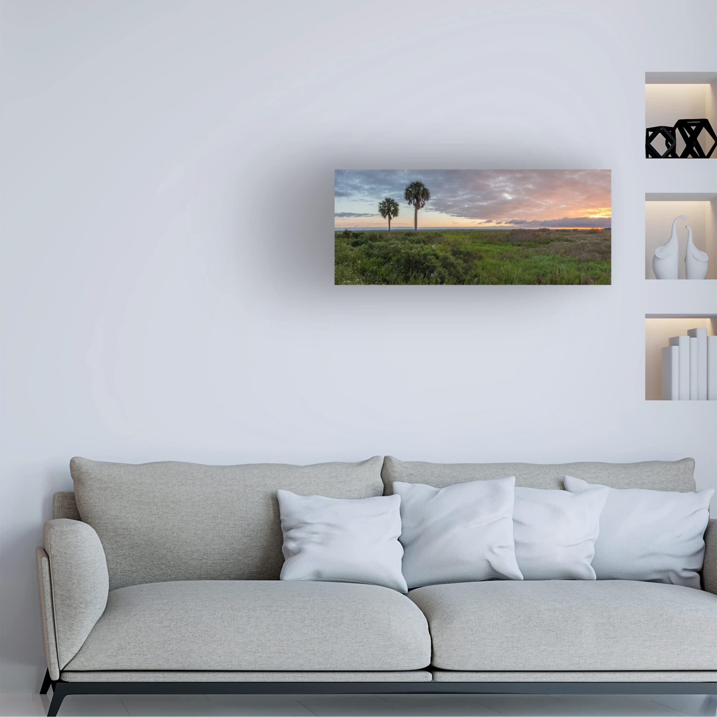 Trademark Fine Art 'Prairie Sunrise' Canvas Wall Art by H.J. Herrera - Landscape Painting for Living Room, Bedroom & Office Decor