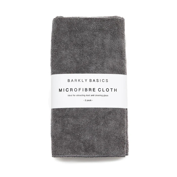 Premium Microfiber Cleaning Cloths - 2 Pack, Soft & Absorbent Grey Cloths for Dusting, Polishing & Car Detailing - BARKLY BASICS