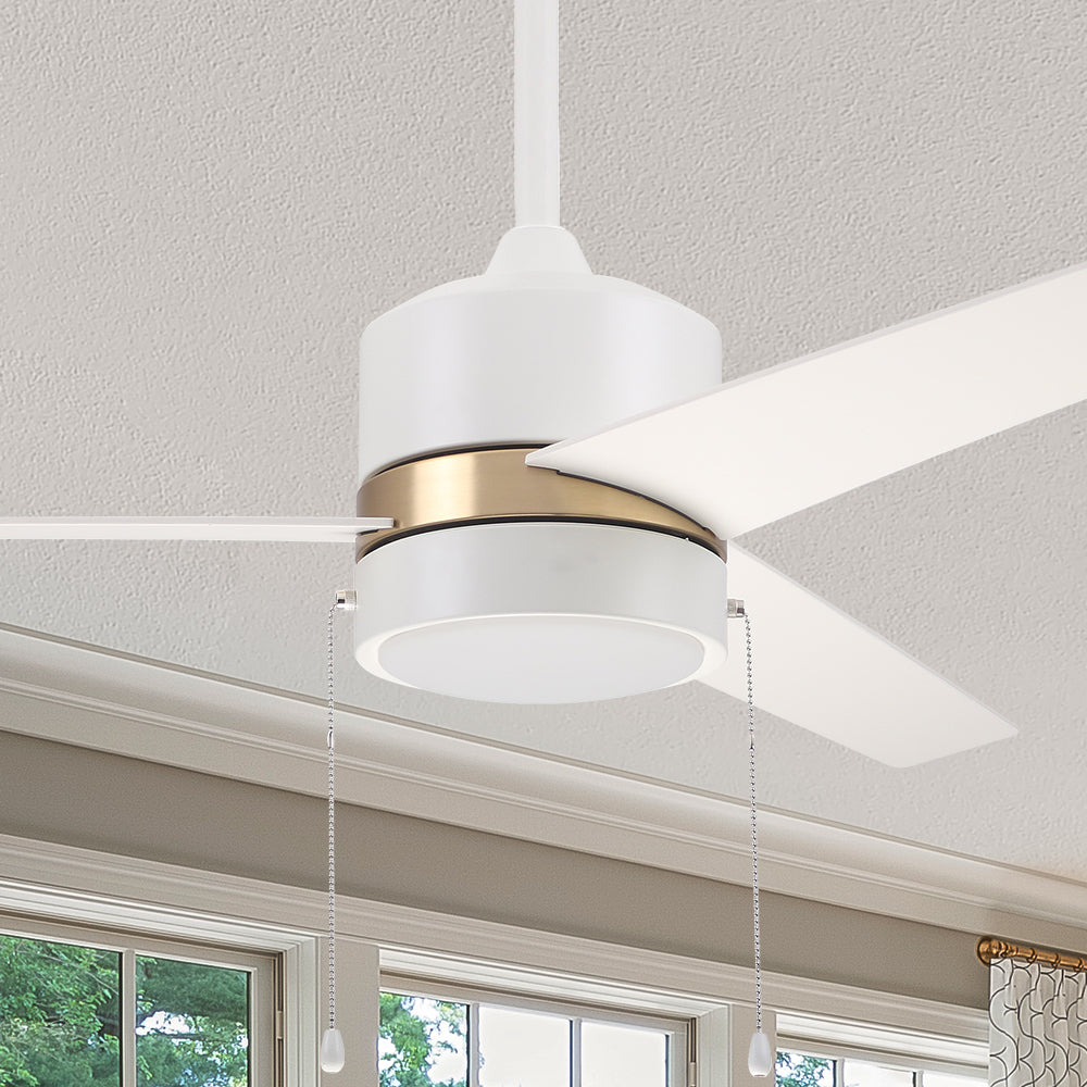 52 Inch Marais Ceiling Fan with LED Light & Pull Chain - Modern Cooling for Bedroom, Living Room & Outdoor Spaces
