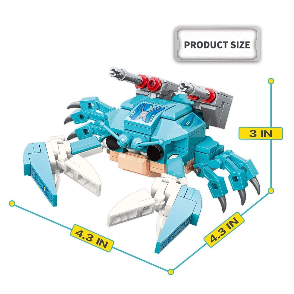 QMAN STEM Building Blocks Toy for Kids Age 6+ | 140-Piece Magic Cube Bricks Transformable Animal Toys | Educational Learning Creative Construction Kit | Perfect Gift for Boys & Girls (Crab Model) | Great for Classroom STEM Activities, Birthday Gifts & Creative Playtime