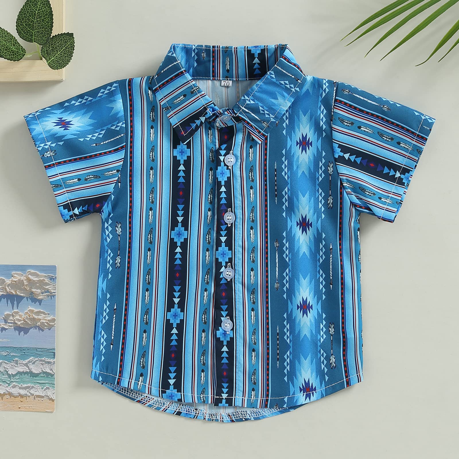 Aztec Print Baby Boy Western Shirts - Short & Long Sleeve Button Up Tops for Casual Summer Wear | Perfect for Country Outfits, Photoshoots & Outdoor Adventures