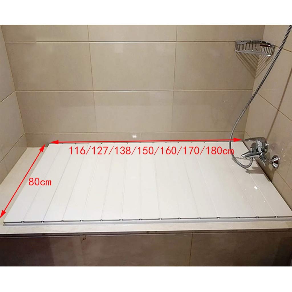 Bathtub Tray Cover - Foldable White PVC Dustproof Bath Lid (80×150cm) | Bathroom Storage Organizer for Soap, Books & Candles | Perfect for Relaxing Bath Time & Spa Days