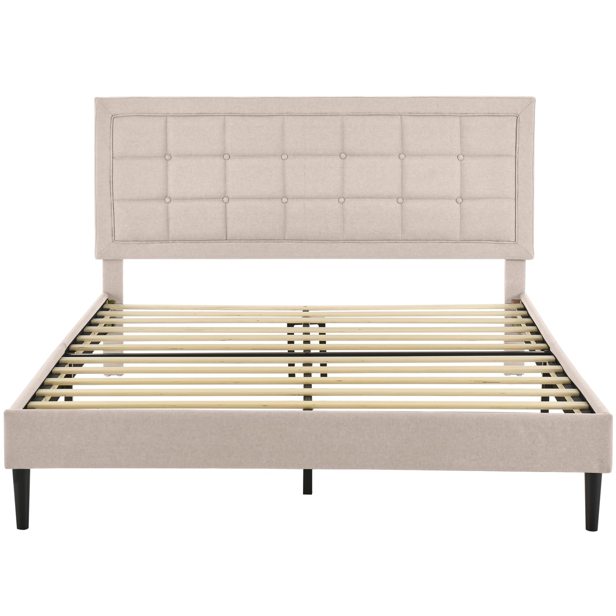 Mornington Upholstered Wood Platform Bed Frame - Full/Queen Size with Linen Fabric - Sturdy Support for Mattress - Perfect for Master Bedroom, Guest Room & Apartment Sleeping