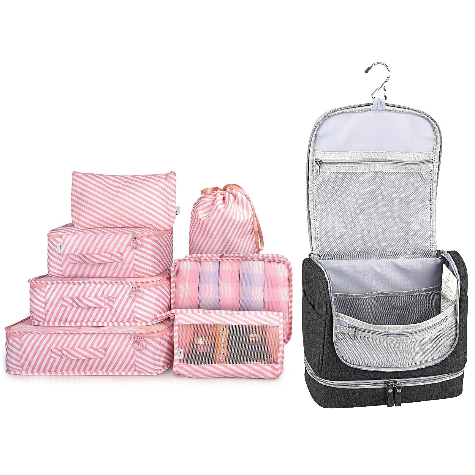 7-Piece Packing Cubes Set - Travel Luggage Organizers with Wet/Dry Compartments & Toiletry Bag - Perfect for Suitcase Organization, Business Trips, and Vacation Packing