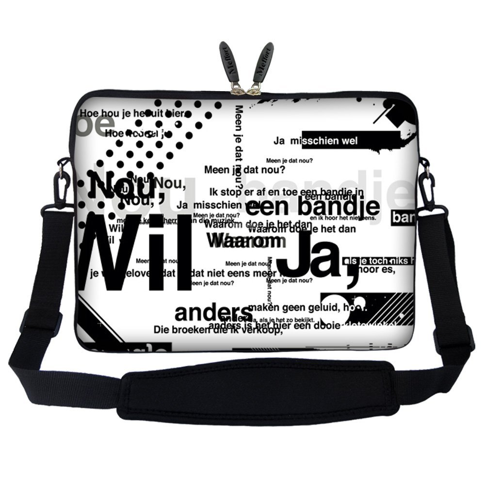 Meffort 17-17.3 Inch Neoprene Laptop Sleeve Case with Hidden Handle & Adjustable Shoulder Strap - Protective Computer Bag for MacBook, Dell, HP - Perfect for Travel, School, Office Use