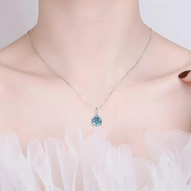 Blue Moissanite Jewelry Set - Elegant Necklace & Earrings for Women | Perfect for Weddings, Anniversaries & Special Occasions