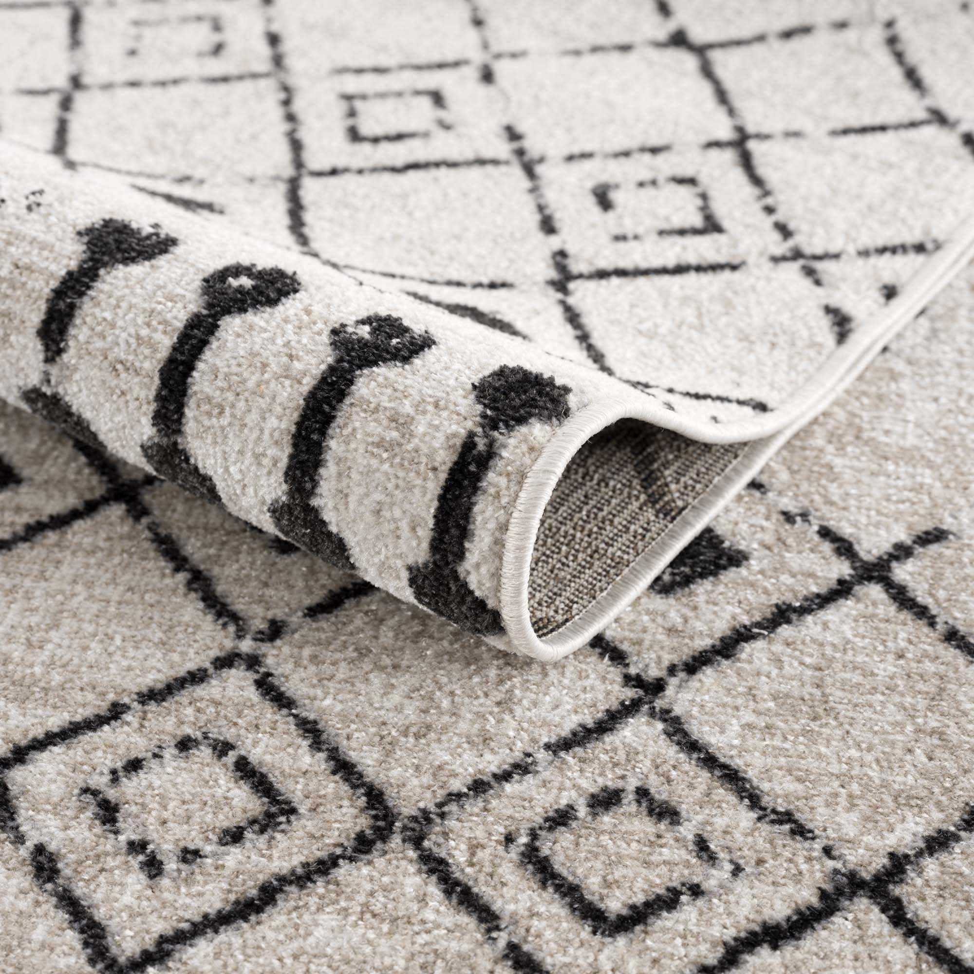 Hauteloom Joppatowne Machine Washable Area Rug for Living Room & Bedroom - Soft & Durable - Black, Beige, Gray - 6'7
