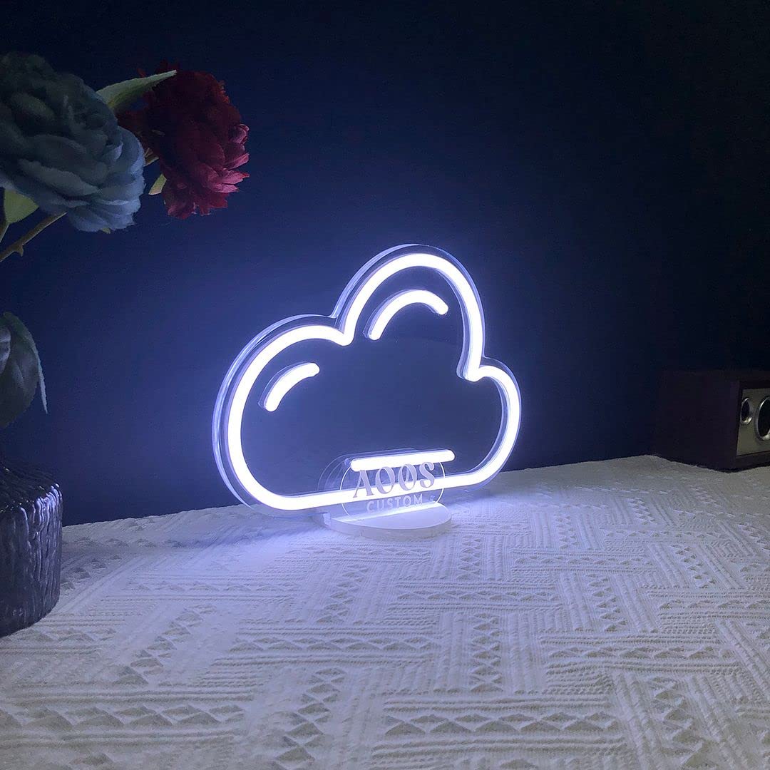 Cloud LED Neon Desk Lamp & Night Light for Kids - Aesthetic Room Decor for Bedroom, Study, Nursery | Dimmable Table Lamp for Reading, Working & Relaxing