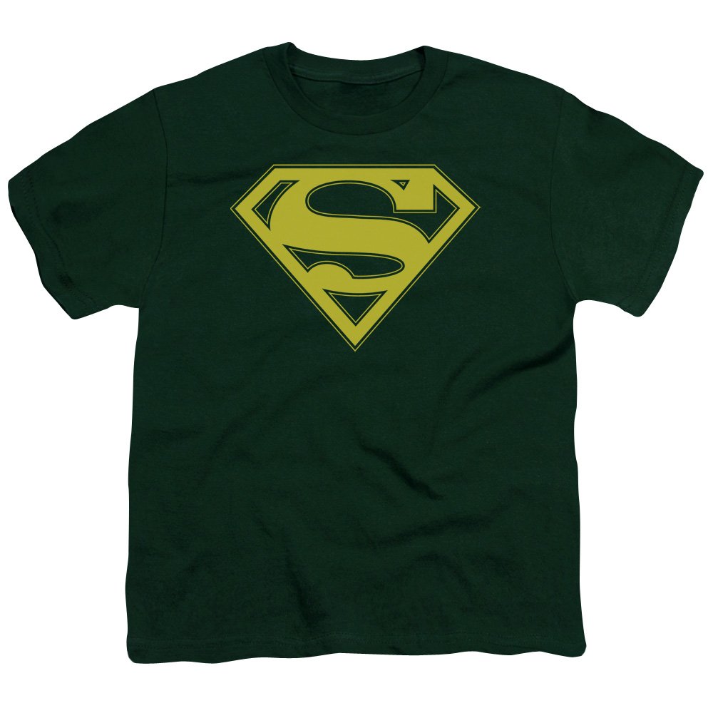 Superman Yellow & Green Shield Unisex Youth T-Shirt - DC Comics Superhero Graphic Tee for Kids & Teens - Perfect for Cosplay, Birthday Gifts & Casual Wear