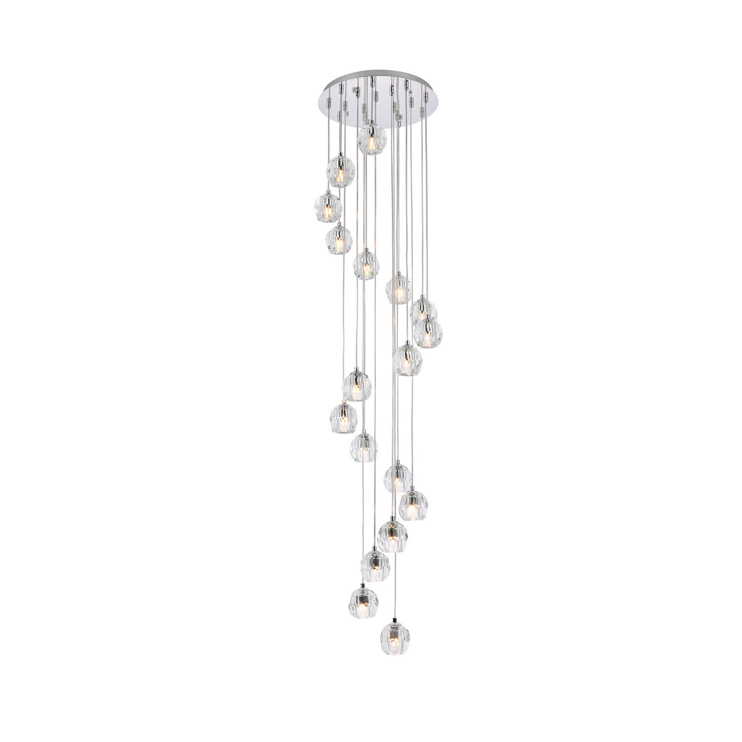 Eren 18-Light Chrome Pendant Lighting Fixture - Modern Dining Room Chandelier for Kitchen Island, Living Room, and Bedroom Ceiling Decor