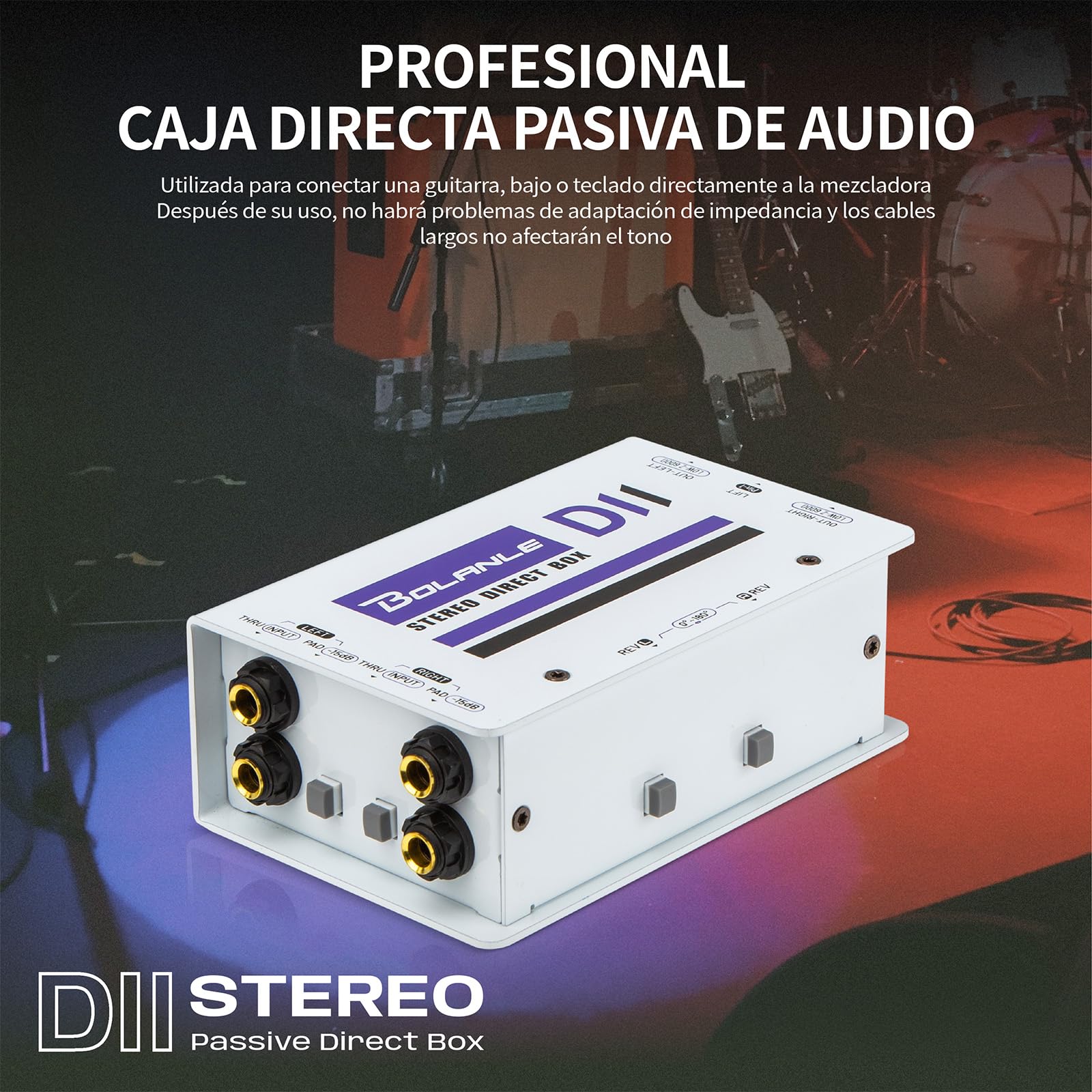 Bolanle Pro DI Passive Direct Box - 2 Channel Premium Direct Box for Instruments, Balanced & Unbalanced XLR Impedance Transformer, Ground Loop Isolation - Perfect for Live Performances, Studio Recording, and Audio Equipment Connectivity (D2)