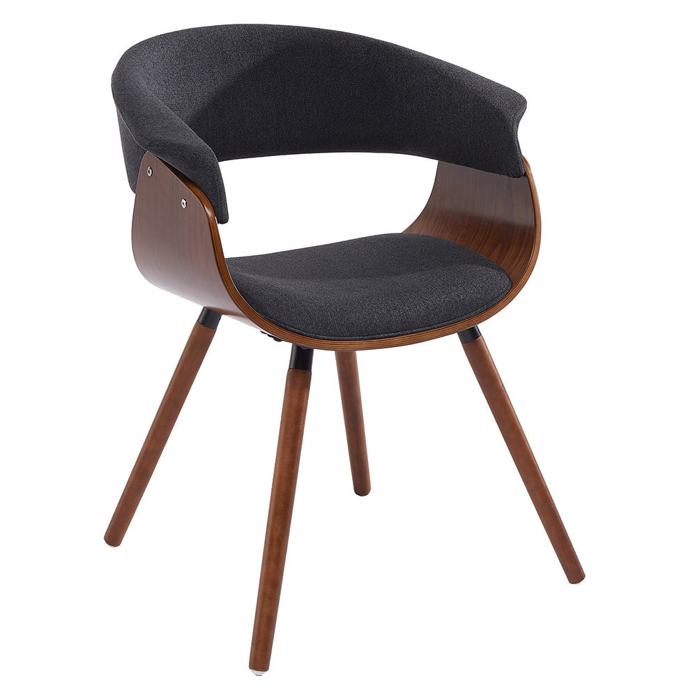 Stylish Charcoal Grey Fabric & Bent Wood Accent Chair - Holt Modern Lounge Chair for Living Room, Bedroom, or Office Decor
