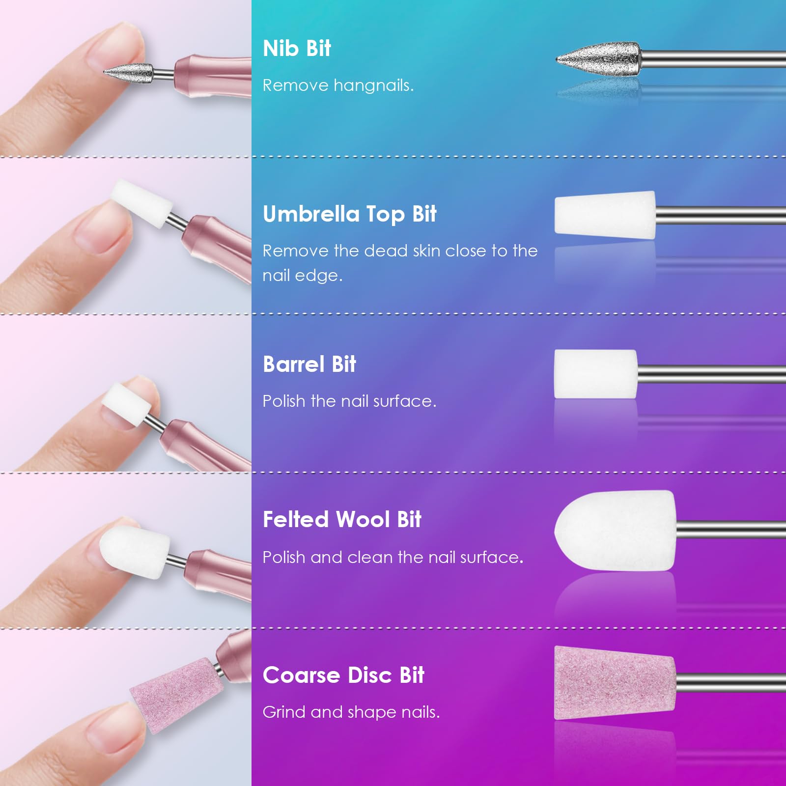 26PCS Professional Nail Drill Bits Set - 3/32 Inch Ceramic Safety Bits & Diamond Cuticle Efile Bits for Acrylic/Gel Nails | Manicure Pedicure Tools for Home Salon & Professional Use | Perfect for Nail Techs, DIY Nail Art & Salon Treatments