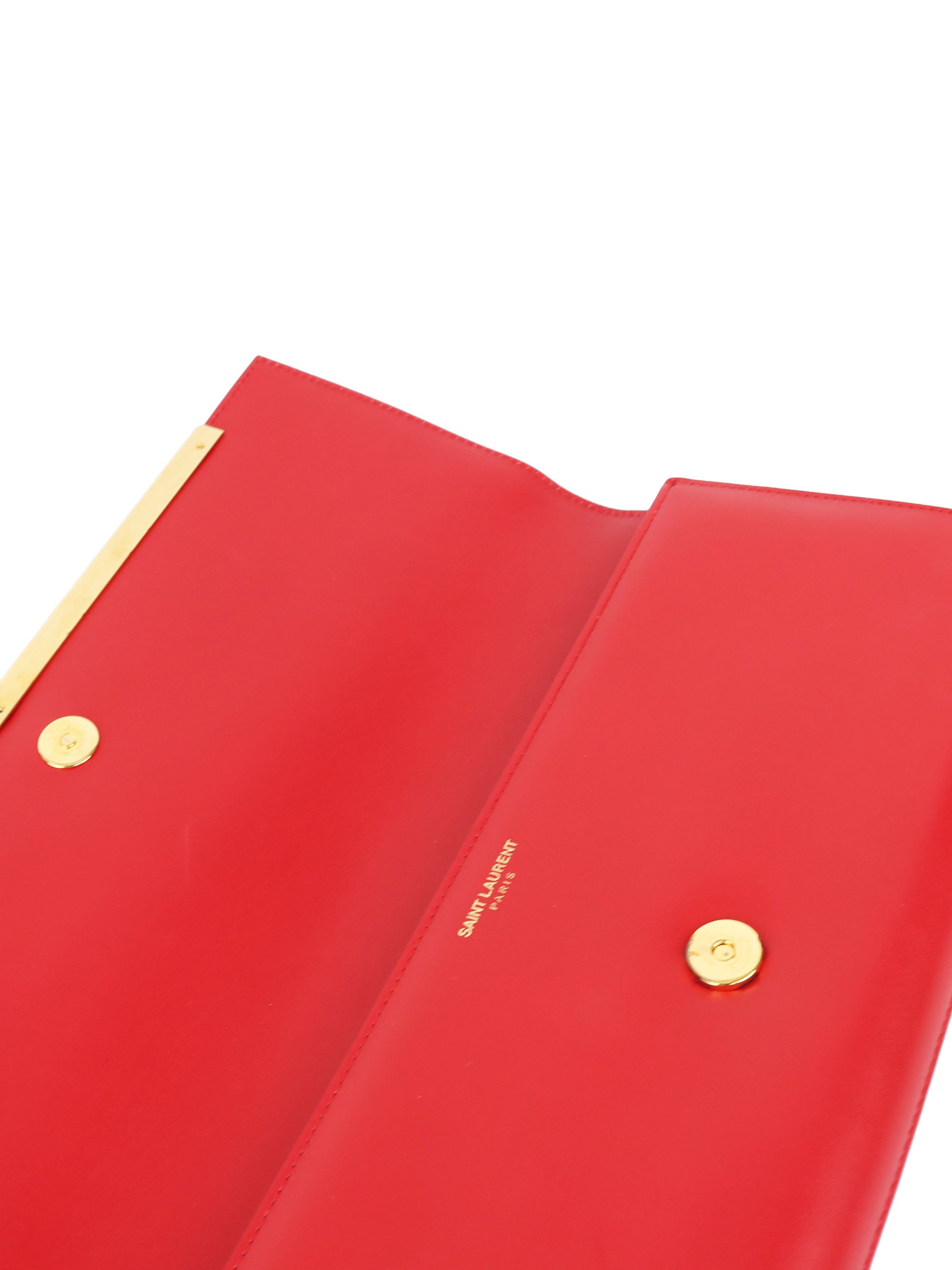 Saint Laurent Red Leather Clutch Bag for Women - Elegant Evening Purse for Parties, Weddings & Special Occasions