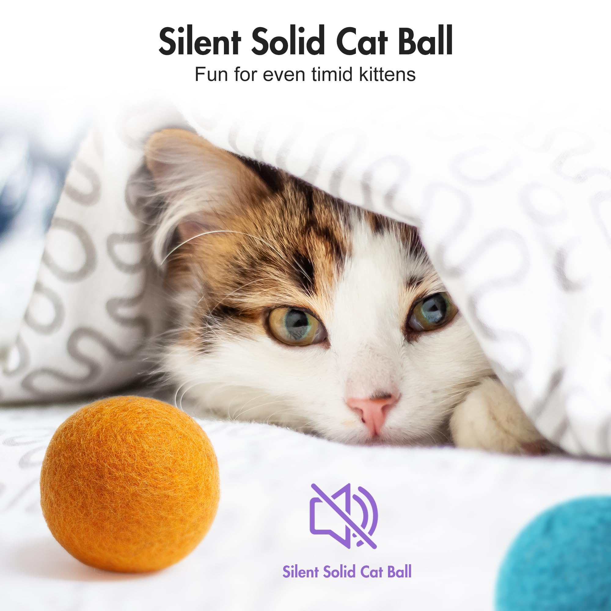 MEWOOFUN 6-Pack Handmade Wool Cat Ball Toys - Safe, Soft & Colorful Felt Balls for Cats & Kittens, 1.57 Inch Pet Play Toys - Perfect for Indoor Play, Exercise & Interactive Fun (Handcrafted in Nepal)