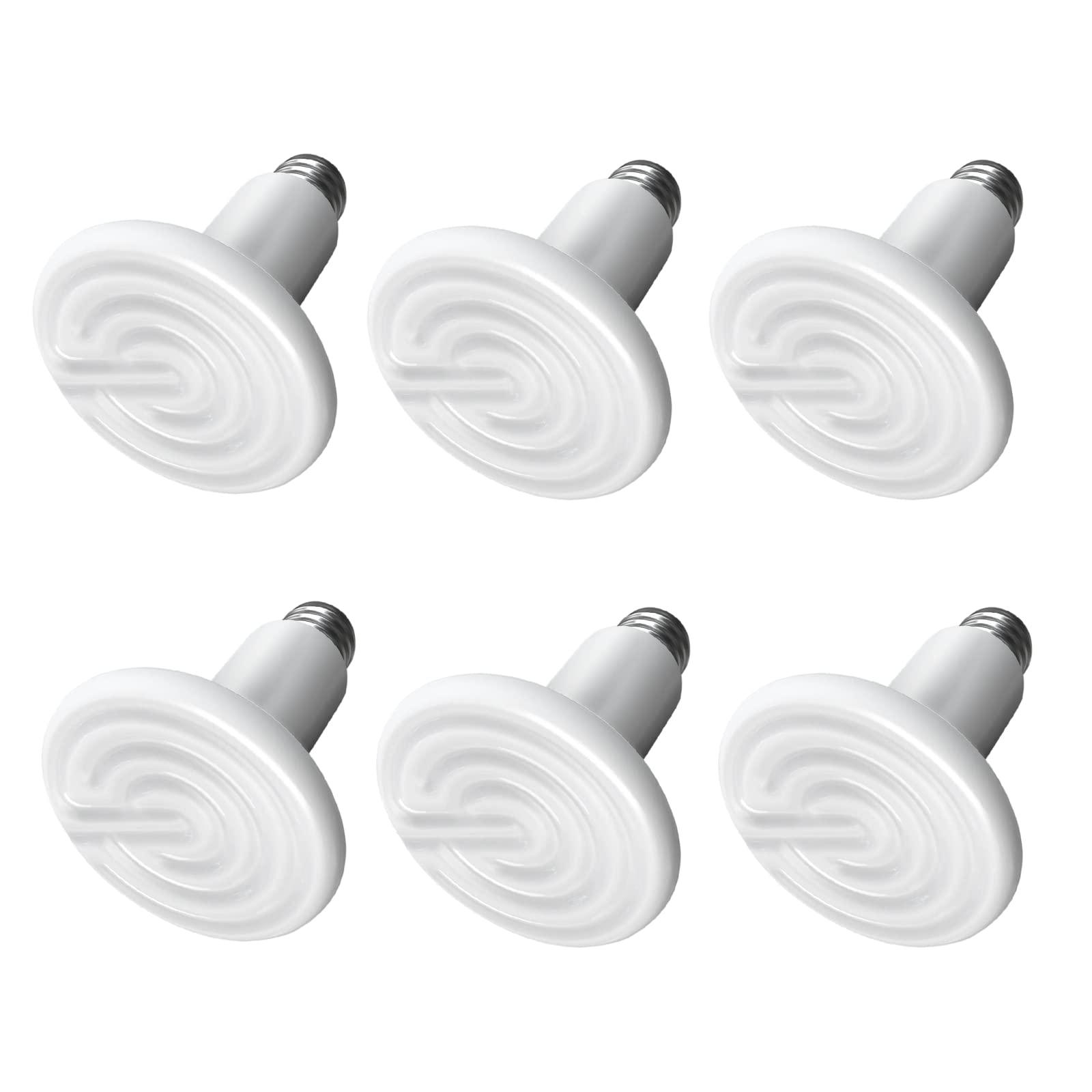 Simple Deluxe 100W Ceramic Heat Emitter 6-Pack - Reptile Heat Lamp Bulb for Snakes, Turtles & Amphibians - No Light Brooder Coop Heater for Chicken Incubation - Safe White Non-Toxic Ceramic Bulb - Ideal for Terrariums, Vivariums & Pet Habitats