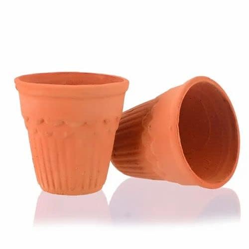 Handmade Terracotta Clay Kullad Cups - Set of 4 (80ML Each) for Tea, Coffee, Milk & Lassi | Eco-Friendly Traditional Indian Earthenware Mugs for Home, Cafe & Ayurvedic Drinks