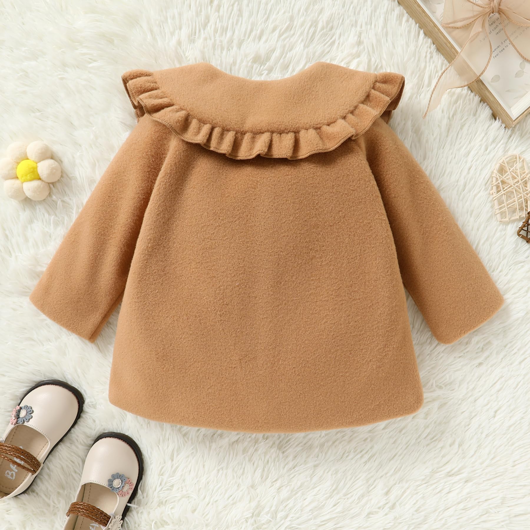 JEELLIGULAR Toddler Baby Girl Winter Coat - Warm Thick Jacket with Button Closure for Fall & Winter Outwear | Perfect for Outdoor Play, School & Holiday Outfits