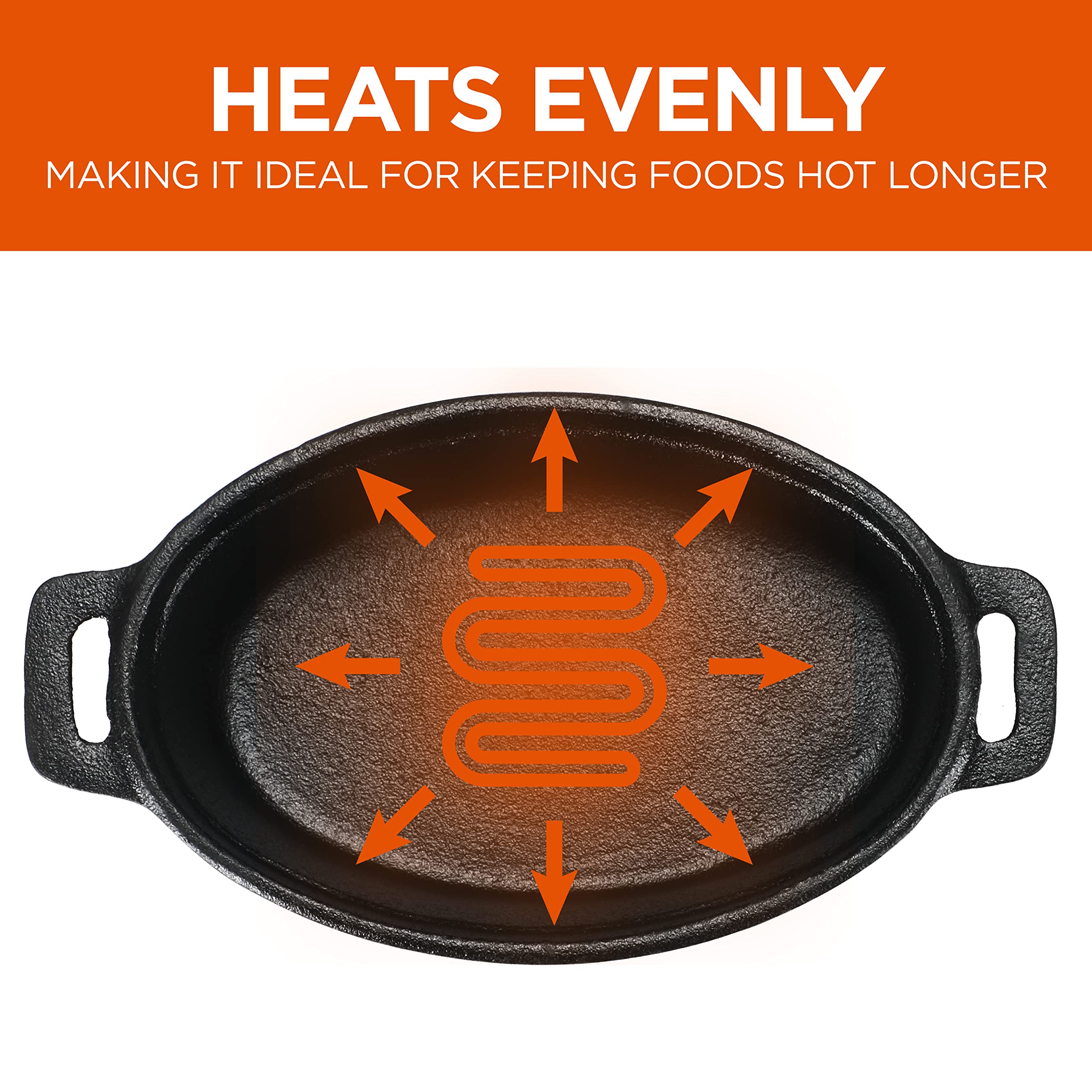 Commercial Chef 0.63 Qt Mini Cast Iron Casserole Dish with Lid - Small Dutch Oven for Baking, Roasting & Serving - Perfect for Individual Desserts, Side Dishes & Camping Cookware