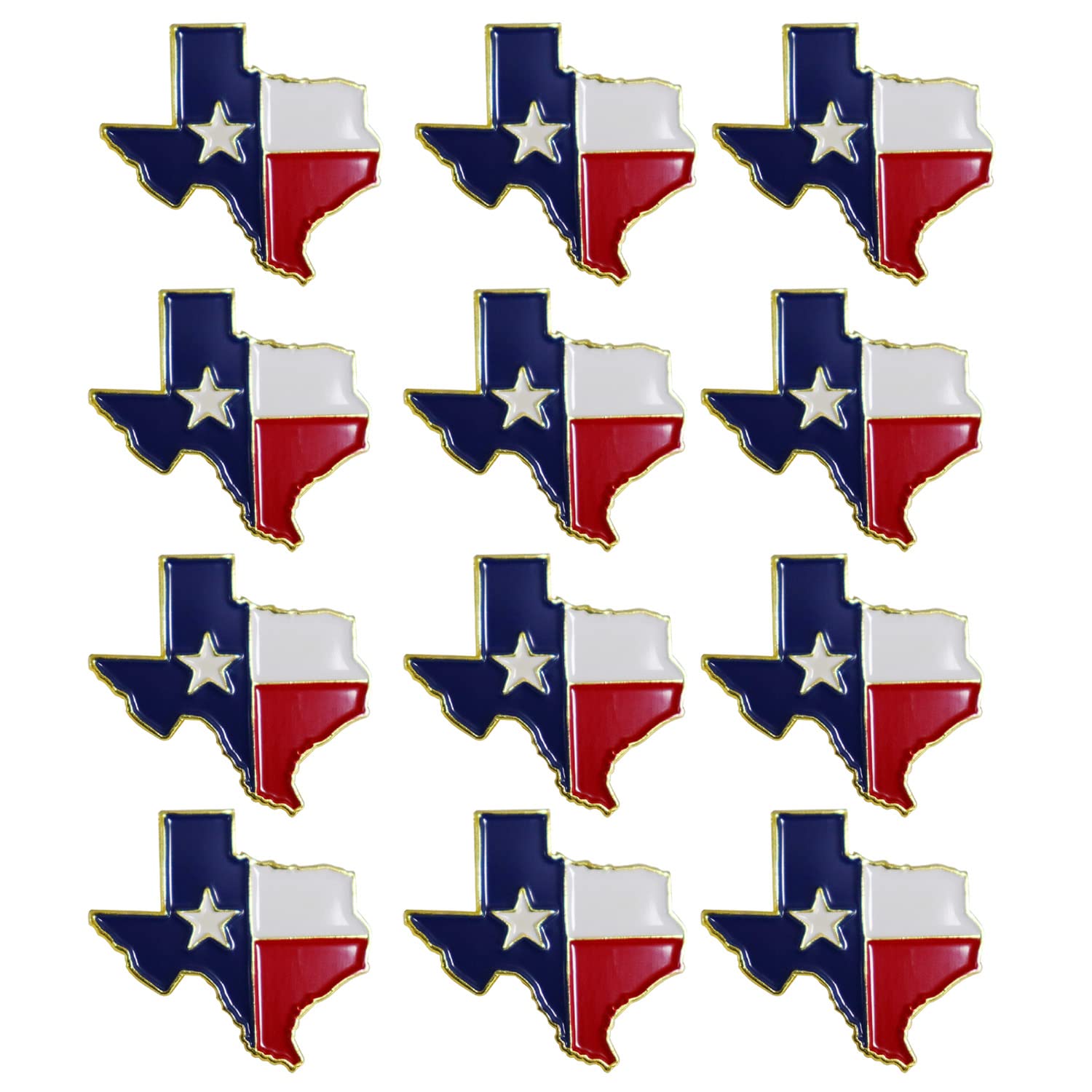 12/24/100 Pack Texas State Lapel Pins - Waving Flag Patriotic Texan Map Metal Pins Bulk - US Souvenir Gift for Veterans Day, Political Events & Texas Pride Collection