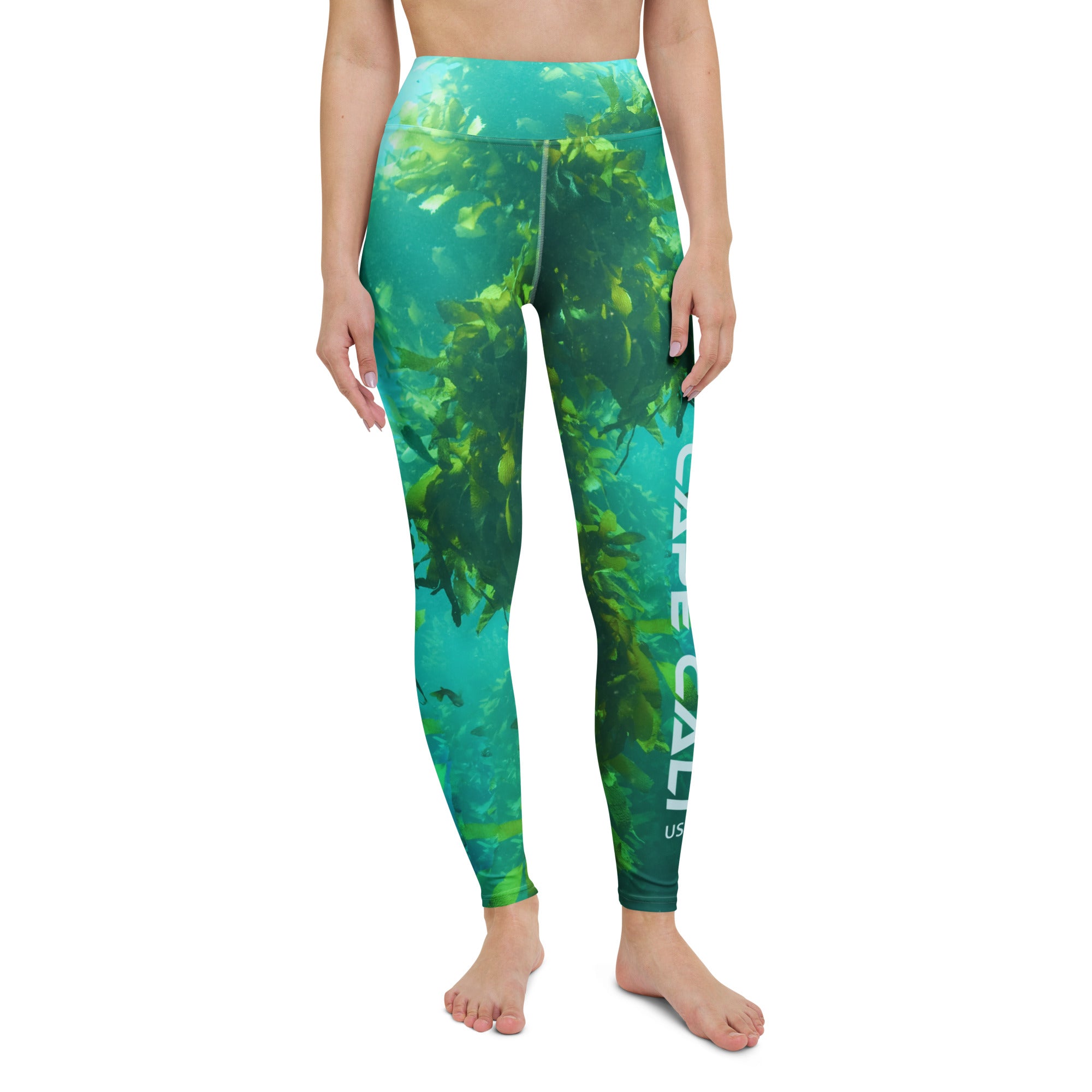 Premium High-Waist Kelp Forest Print Yoga Leggings for Women - Eco-Friendly Workout Pants for Yoga, Running & Gym - Trendy Activewear with Nature-Inspired Design