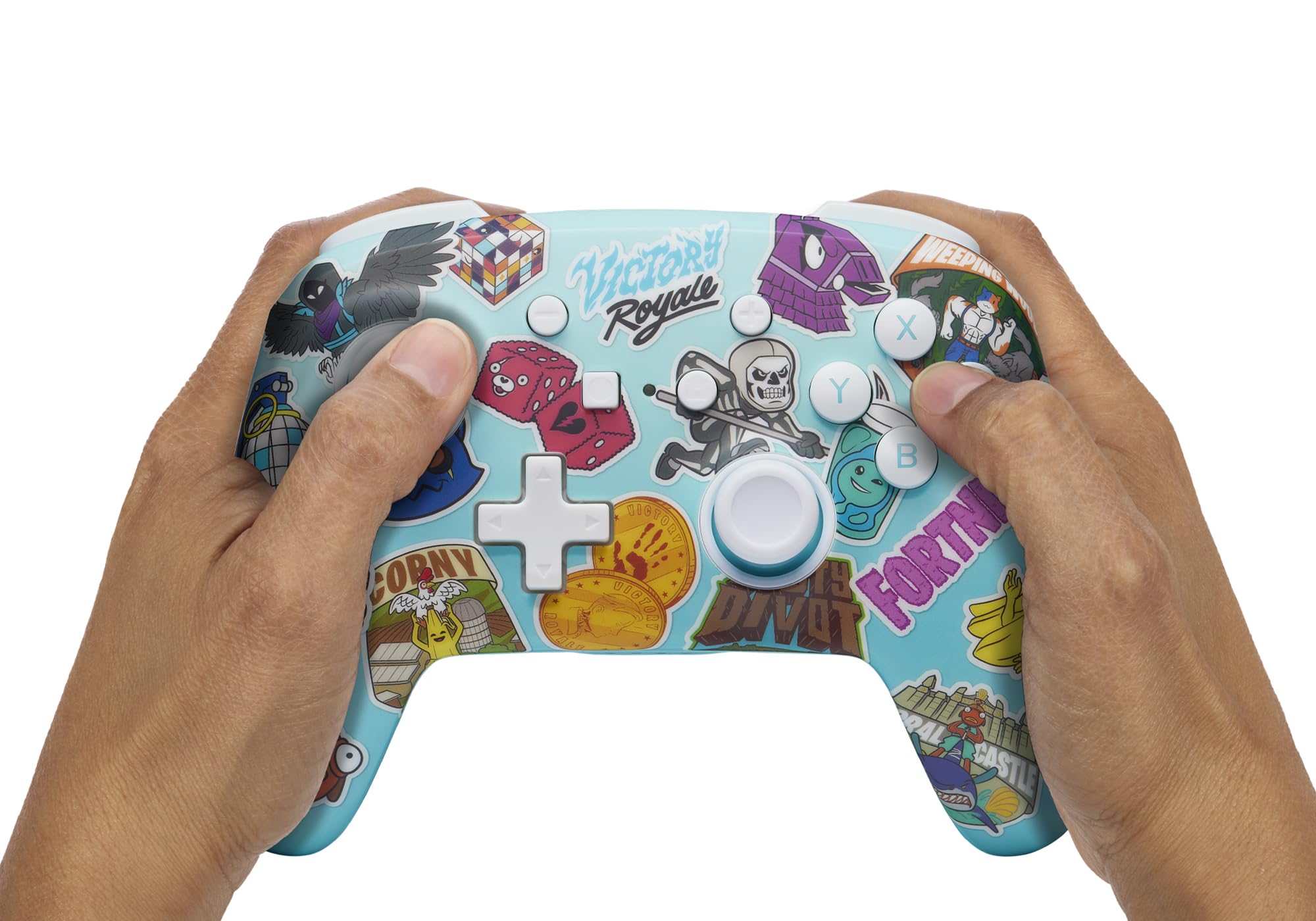 PowerA Enhanced Wireless Controller for Nintendo Switch - Officially Licensed Bluetooth Gamepad with Fortnite Sticker Mania Design (Compatible with Switch OLED & Lite) | Bonus Virtual Item Included | Perfect for Gaming, Multiplayer & Fortnite Battles