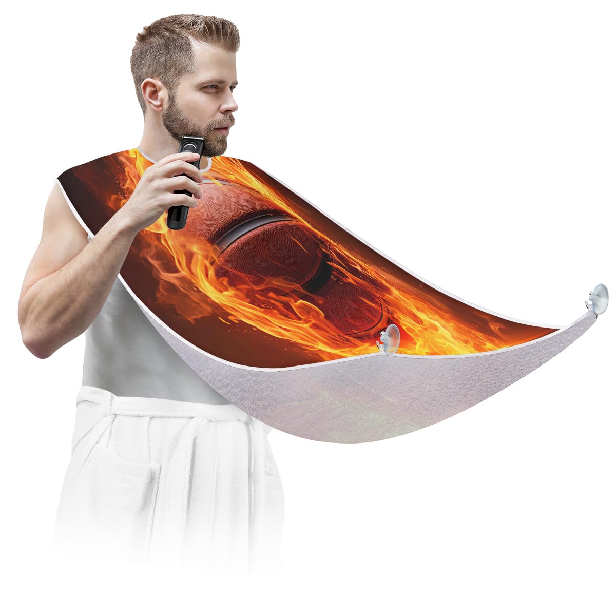 **Flame Beard Shaving Bib for Men - Waterproof Barber Apron for Hair Dye, Makeup & Beard Trimming - Sink Hair Catcher & Grooming Accessories - Perfect for Home & Salon Use**