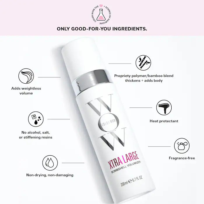 Xtra Large Bombshell™ Volumizing Hair Mousse by COLOR WOW - Lightweight Styling Foam for Big, Bouncy Hair - Perfect for Parties, Weddings & Everyday Volume
