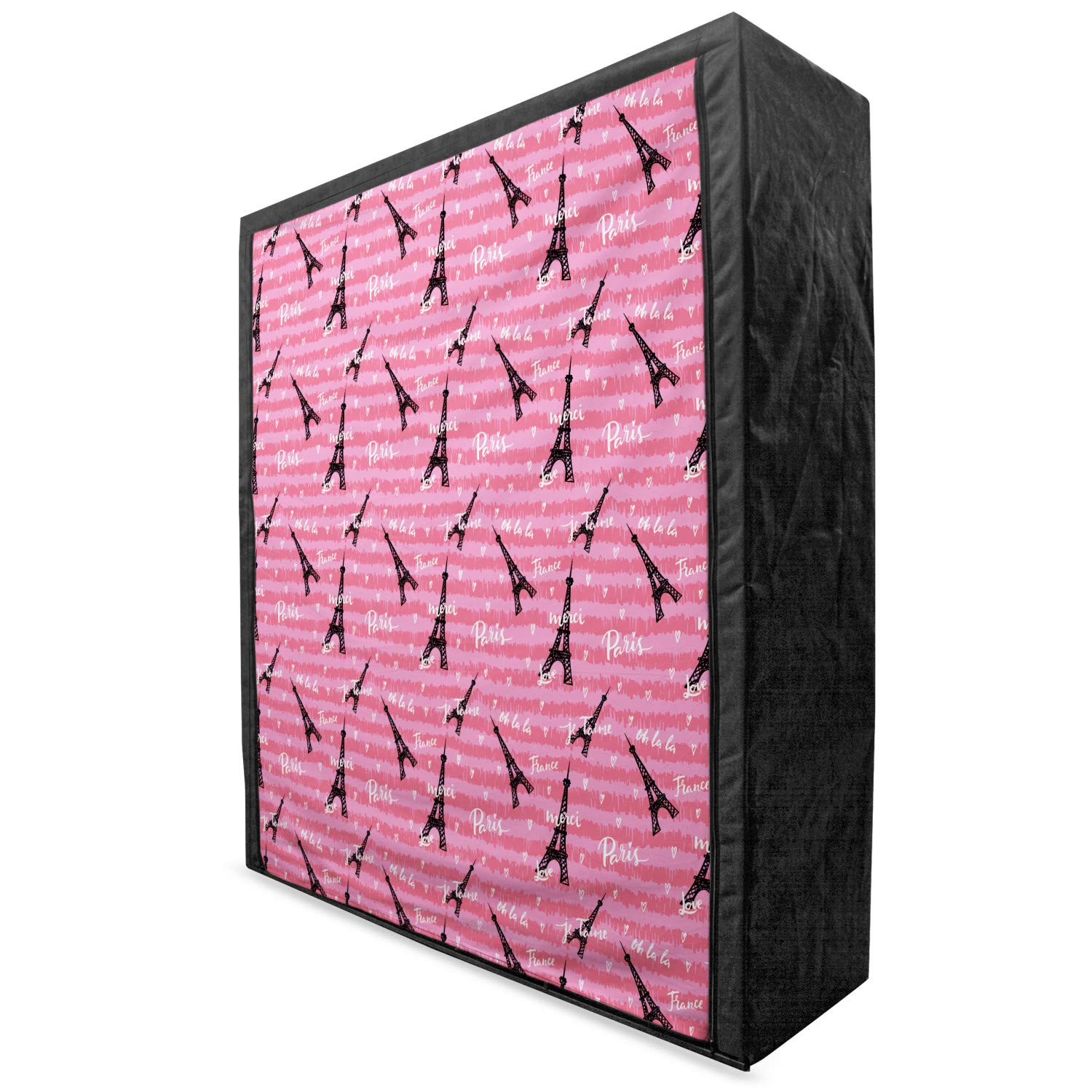 Ambesonne Portable Fabric Wardrobe with Eiffel Tower & Heart Design - 59