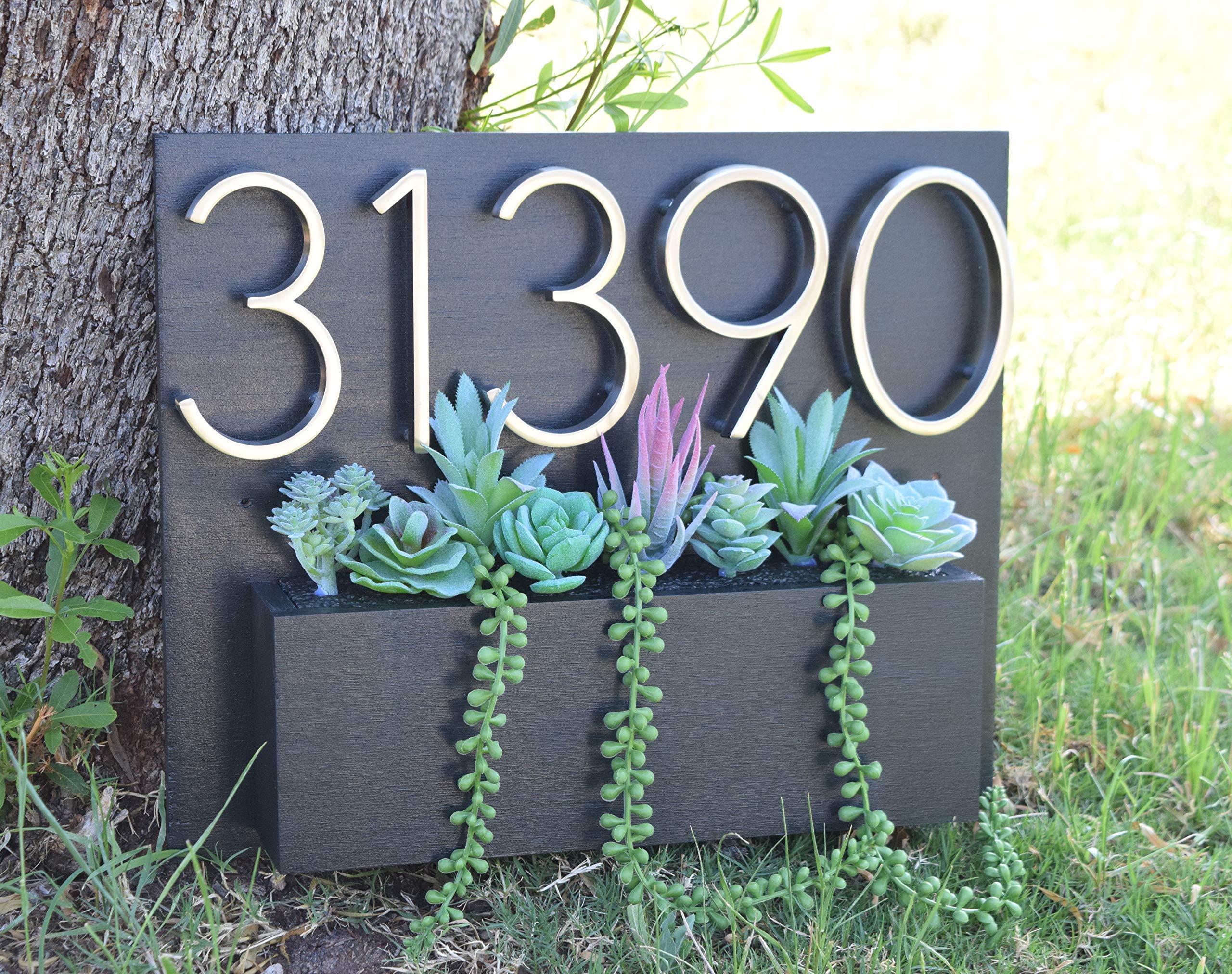 Customizable Address Sign with Planter Box - Modern House Number Display for Front Porch & Garden Decor | Perfect for Home, Apartment, and Mailbox Identification