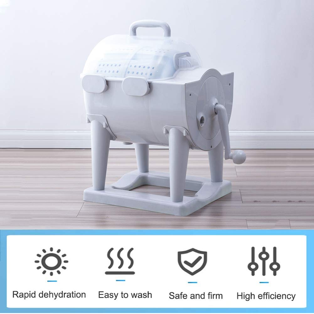 Portable Manual Non-Electric Washing Machine with Spin Dryer - Hand Crank Turbine Laundry Washer for Camping, Apartments, Dorms, RV & Travel - Compact White Washer for Outdoor, Emergency & Small Space Use