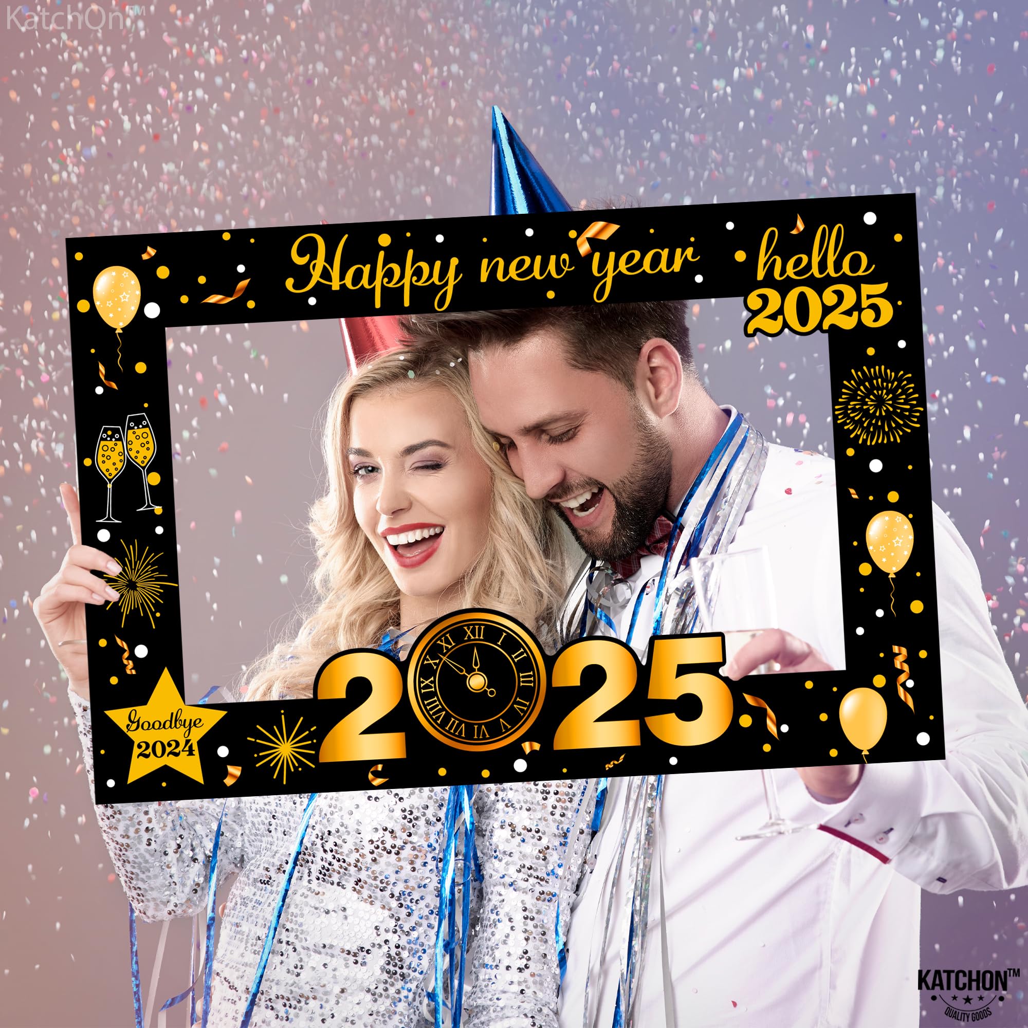 KatchOn 36 Inch New Year Photo Booth Frame 2025 - Large New Years Eve Party Decorations & Props for NYE Celebrations - Perfect for New Year Countdown Parties, Family Gatherings & Social Media Photos