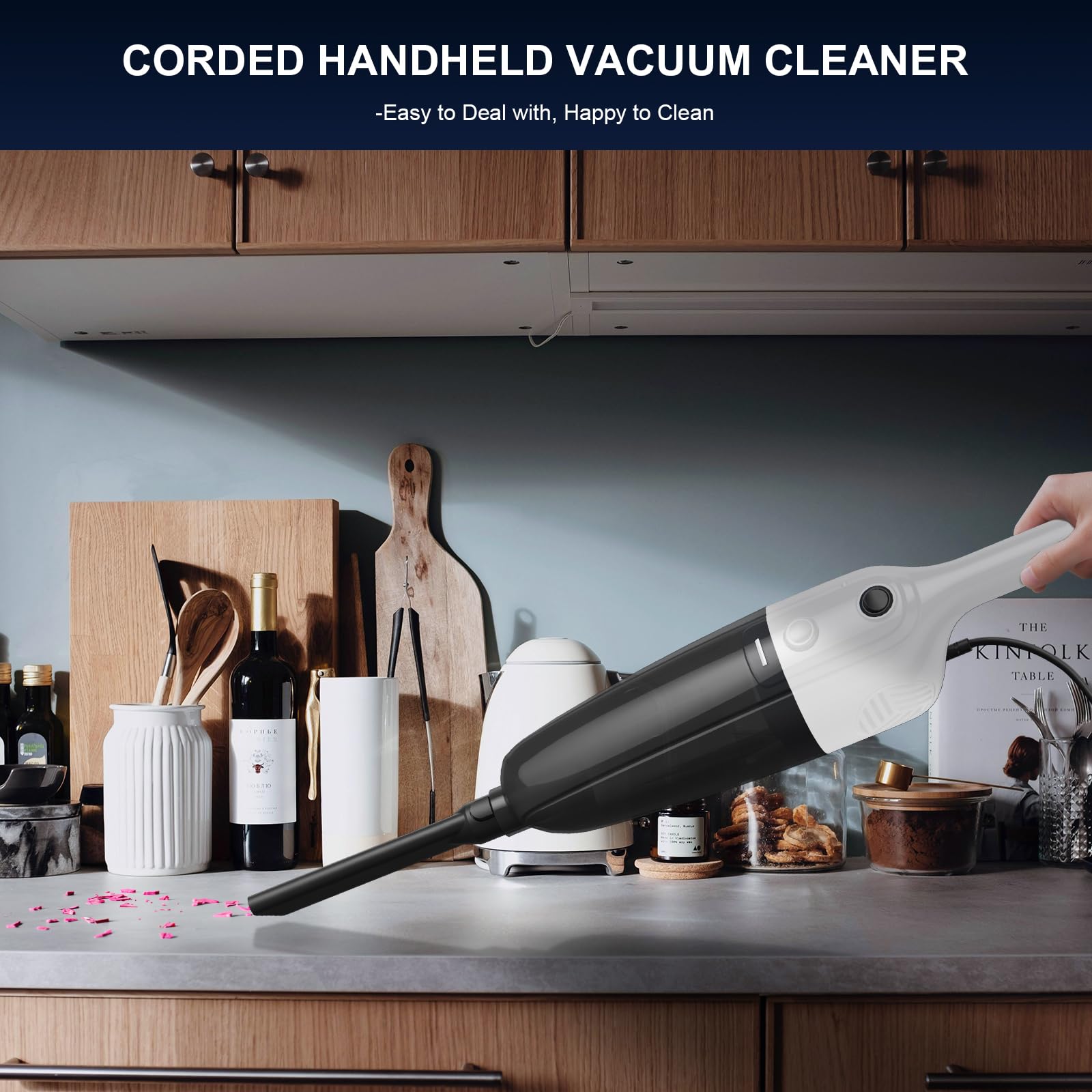 Powerful Corded Stick Vacuum Cleaner for Pet Hair & Hardwood Floors - Home & Car Use
