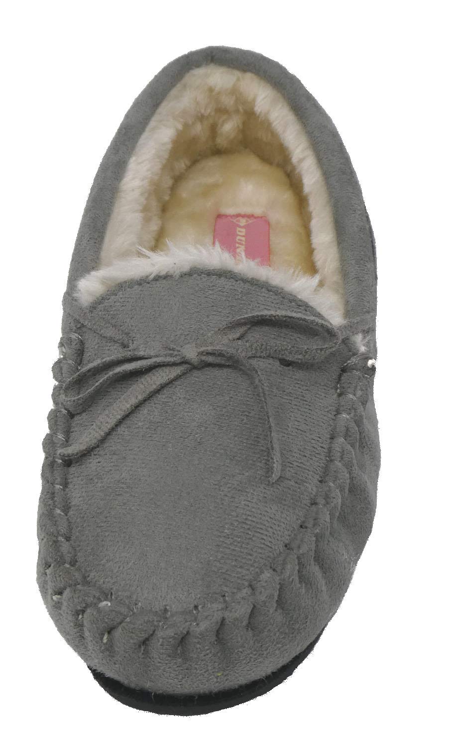 DUNLOP LS152 BETH Women's Moccasin Slippers - Grey Comfort House Shoes for Women UK Sizes 3-8 (Medium Width) | Cozy Indoor/Outdoor Wear for Relaxation & Lounge