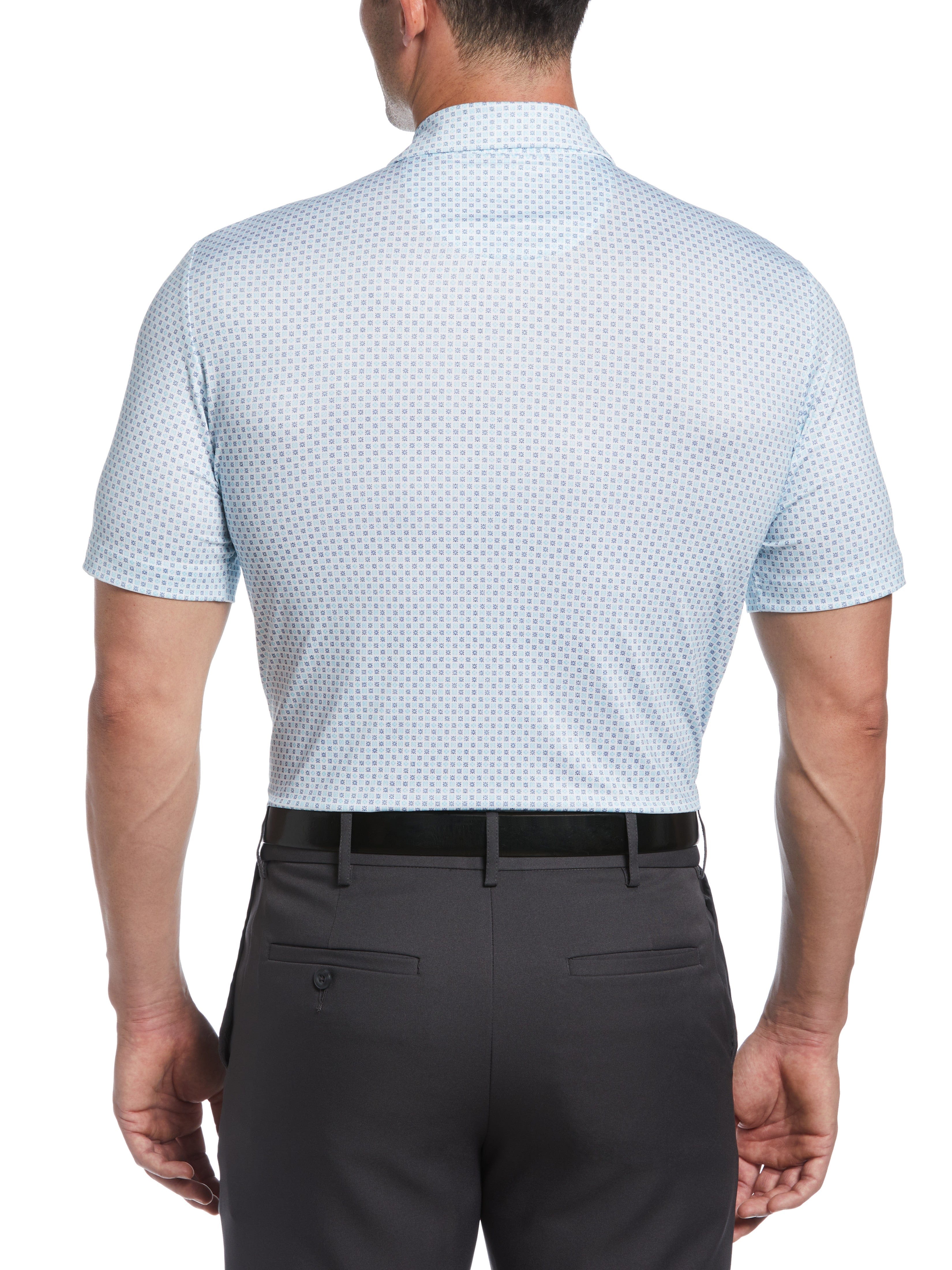 Men's Stylish Tile Foulard Print Golf Polo Shirt - Breathable & Comfortable for Golf, Casual Wear & Outdoor Activities
