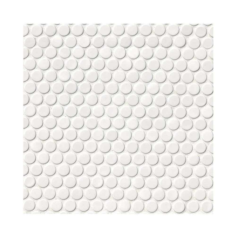 White Glossy Penny Round Porcelain Tiles - 15 Pieces Per Box - Perfect for Bathroom, Kitchen Backsplash, and Shower Walls