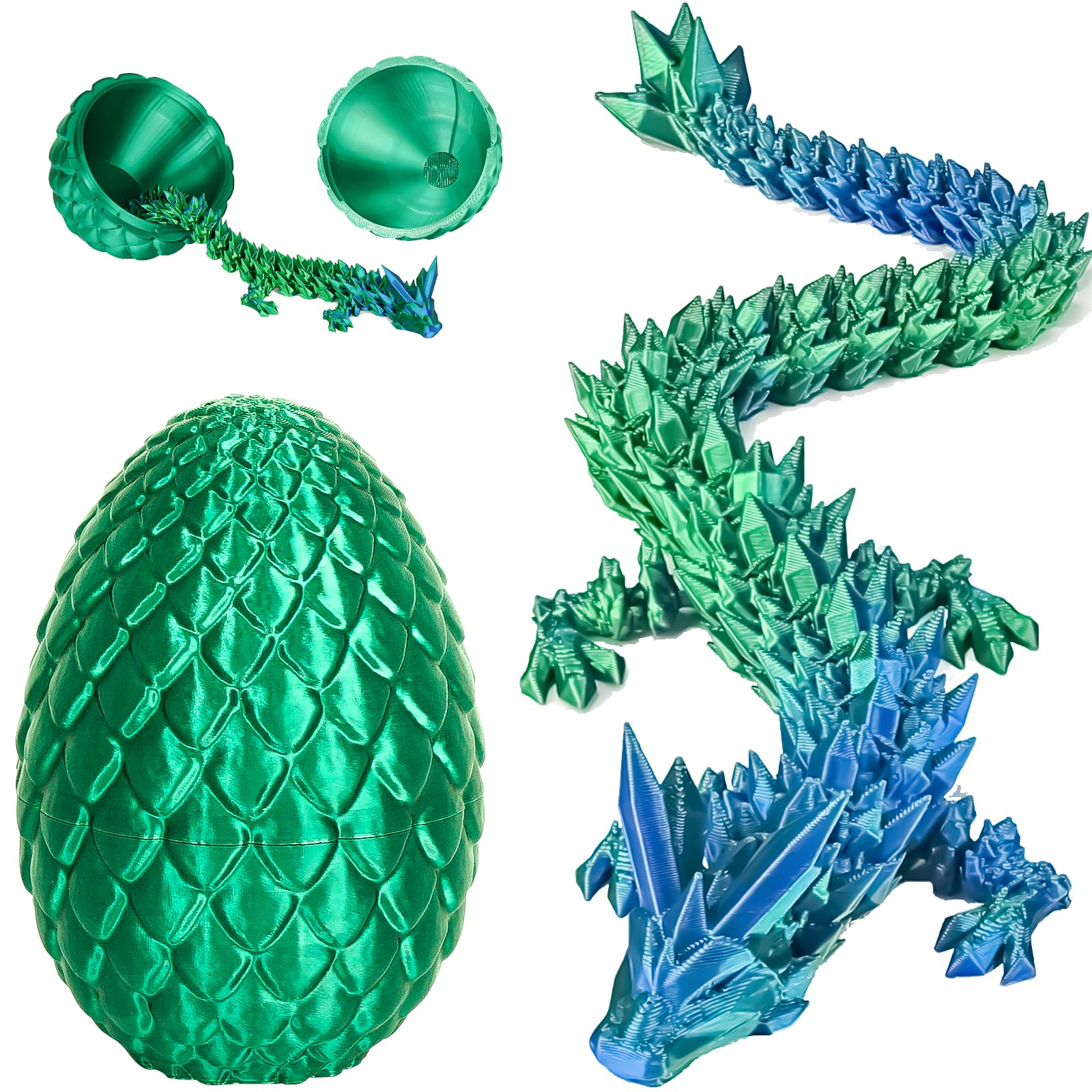 3D Printed Dragon Eggs - Articulated Fidget Toy for Kids & Adults - Office Desk Decor for Stress Relief