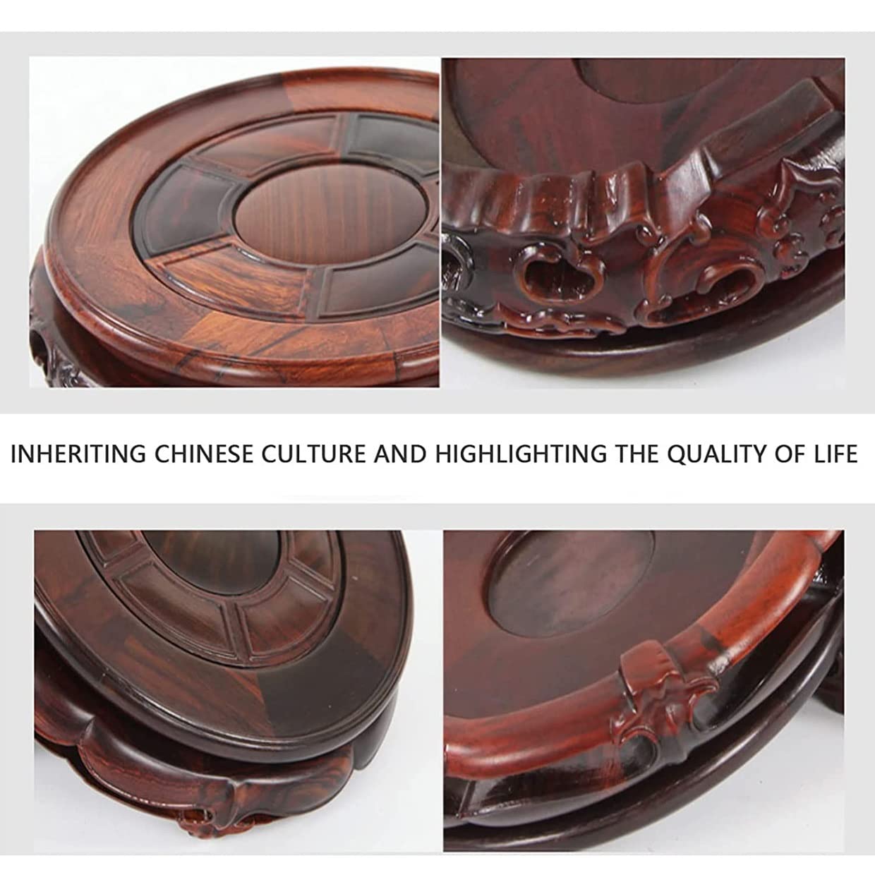 Handcrafted Wooden Display Stand for Vases, Plants, Buddha Statues & Bonsai - Carved Wood Pedestal Base for Home Decor, Oriental Furniture & Shelf Brackets | Perfect for Living Room, Office & Meditation Spaces