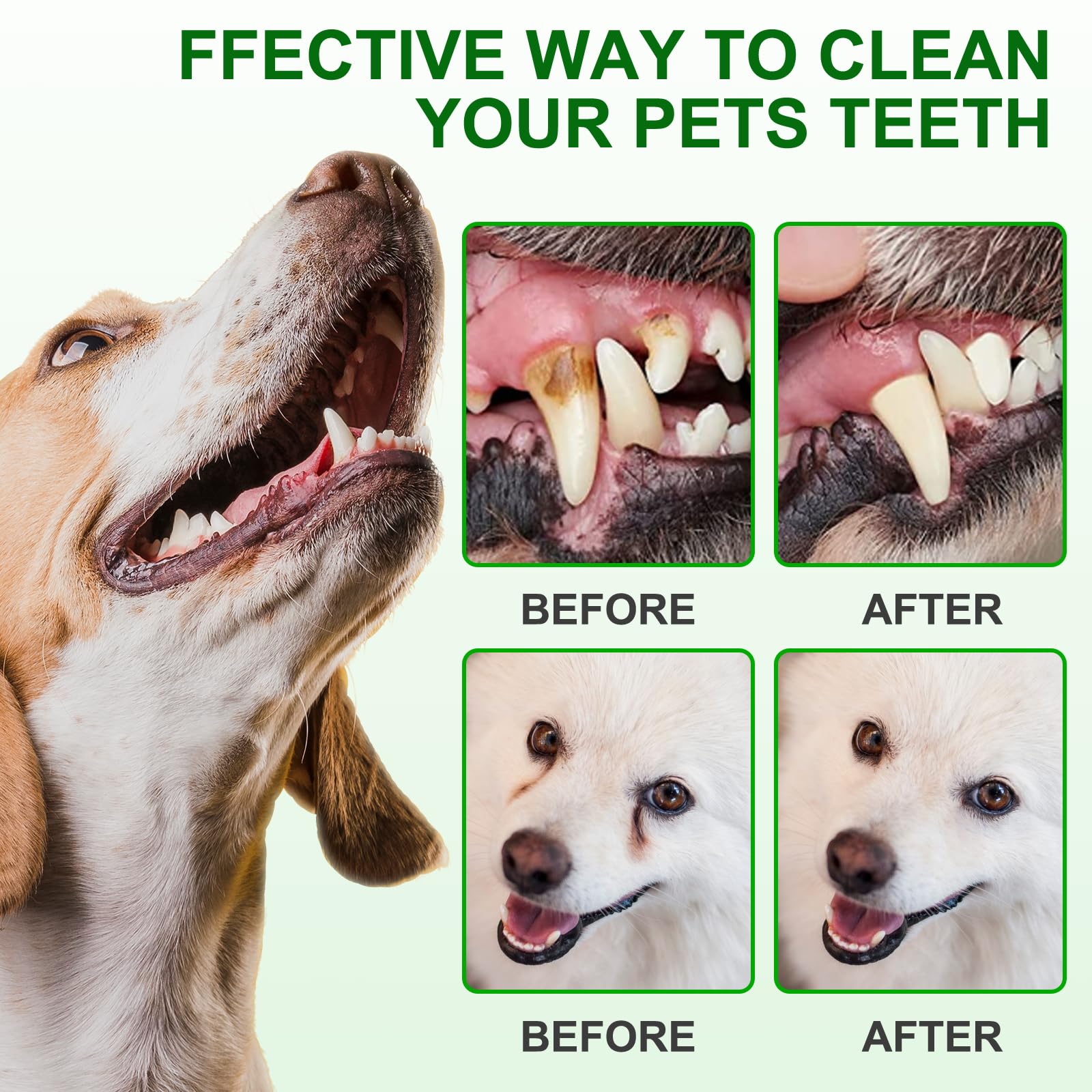 Pet Dental Wipes for Dogs & Cats - 50pcs Finger Toothbrush Wipes for Plaque & Tartar Removal, Dog Teeth Cleaning Kit with Breath Freshener - Perfect for Daily Oral Care at Home or Travel