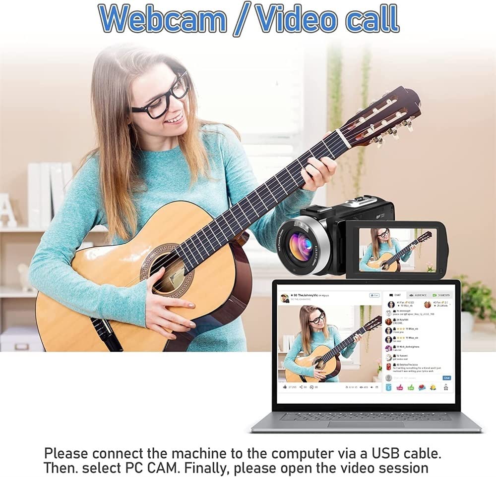 BODORME 4K Camcorder for Streaming & Vlogging - 18X Zoom with Stabilizer (No SD Card) - Perfect for YouTube & Live Broadcasts