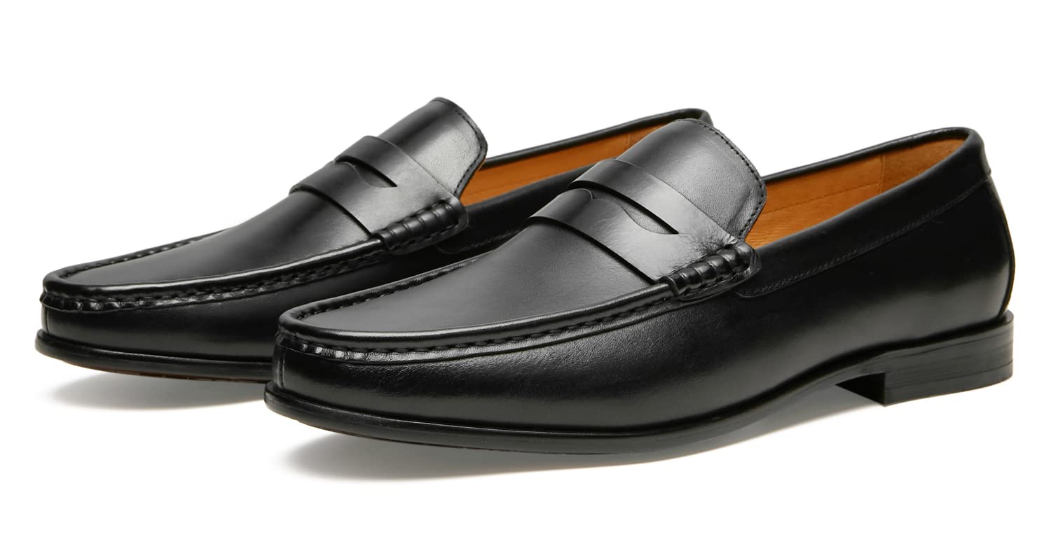 Journey West Men's Genuine Leather Penny Loafers - Slip-On Dress Shoes for Business & Casual Wear | Comfortable Office Shoes, Wedding Attire & Professional Outfits