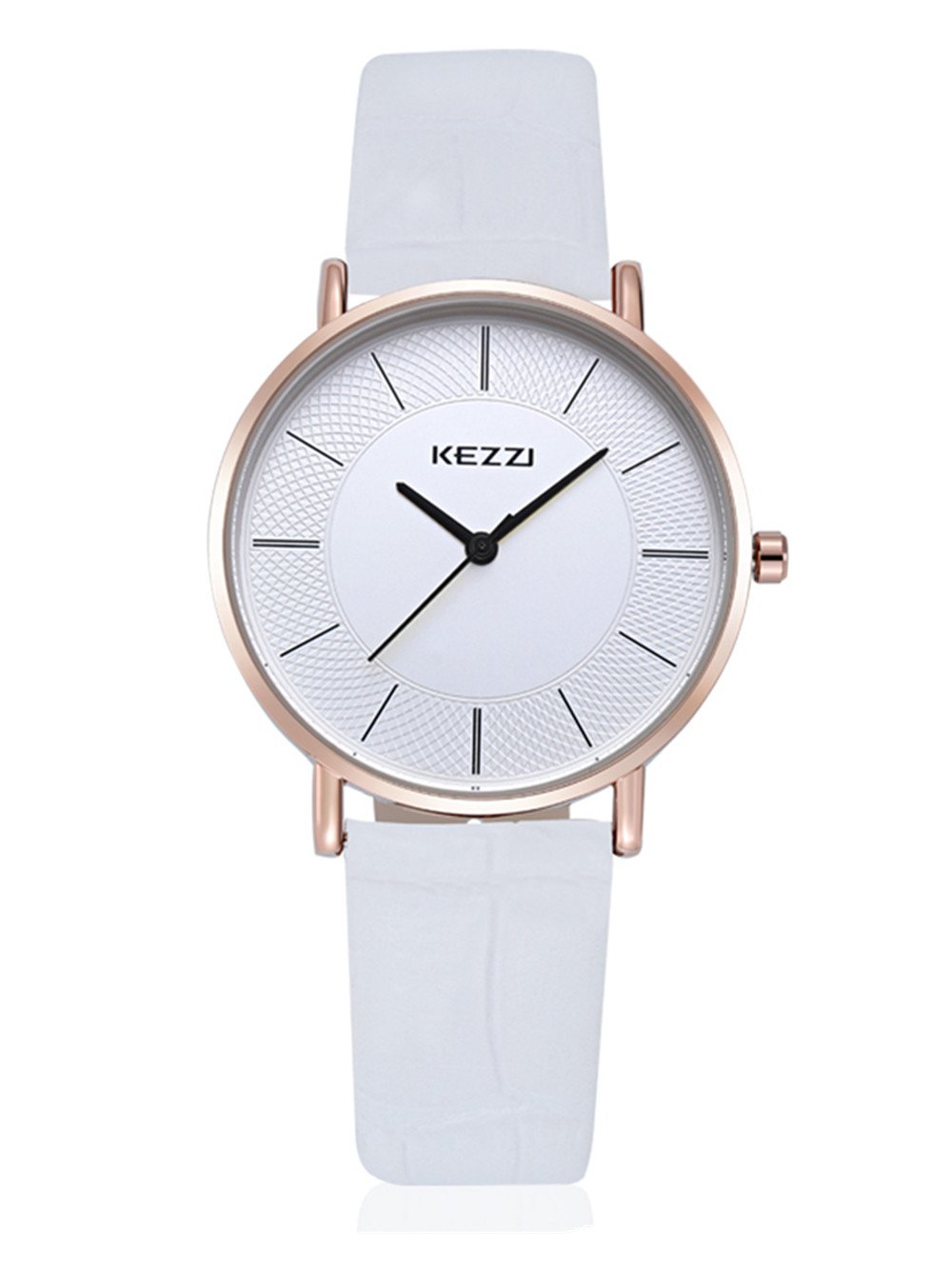Kezzi Women's Fashion Watch k738 - Elegant White Leather Strap Quartz Wristwatch for Casual & Dress Wear | Perfect for Office, Date Night & Everyday Use