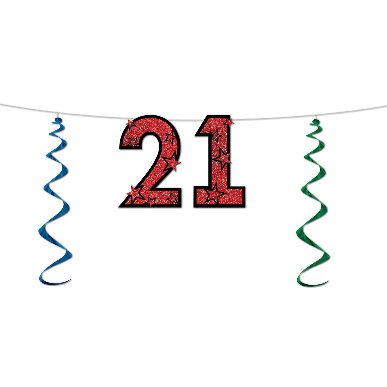 12 Pack Beistle 21st Birthday Party Glittered Streamers - Colorful Decorations for 21st Birthday Celebrations, Bachelorette Parties & Special Events
